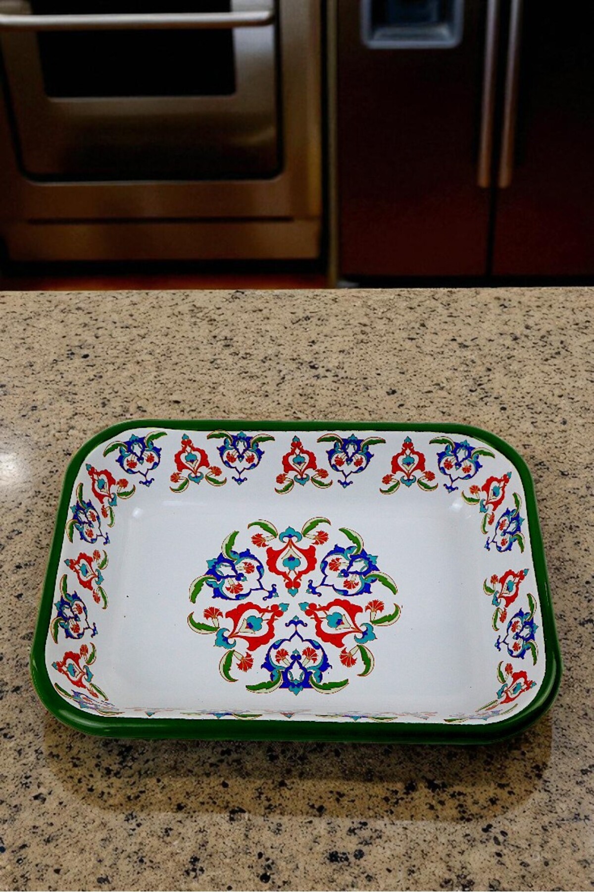 22 No Emaye Dörtgen Tabak Meze Kahvaltılık Kamp Piknik
