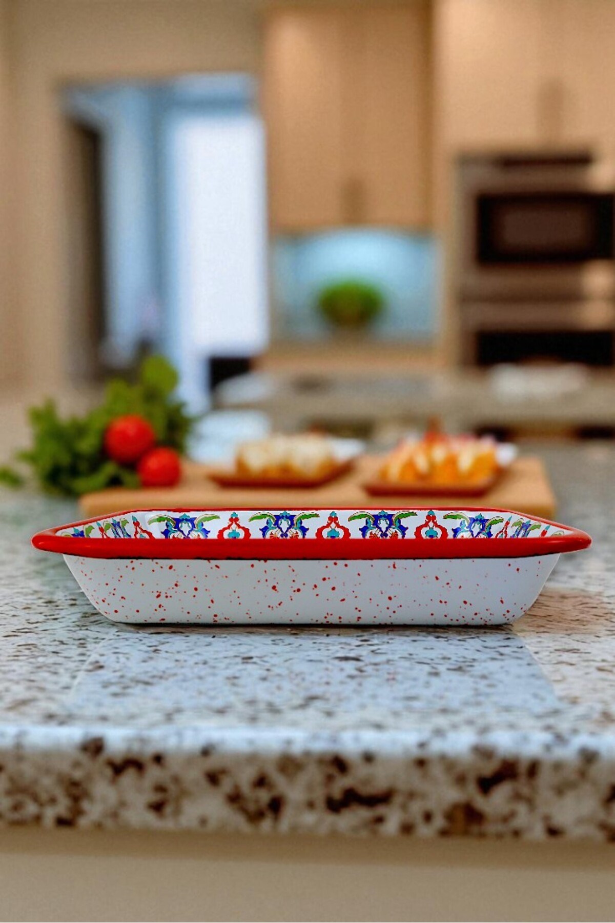 22 No Emaye Dörtgen Tabak Meze Kahvaltılık Kamp Piknik