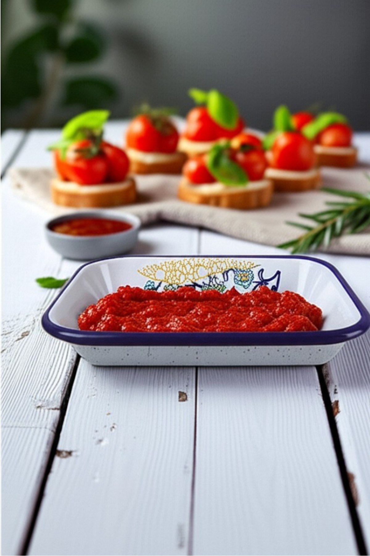 22 No Emaye Dörtgen Tabak Meze Kahvaltılık Kamp Piknik