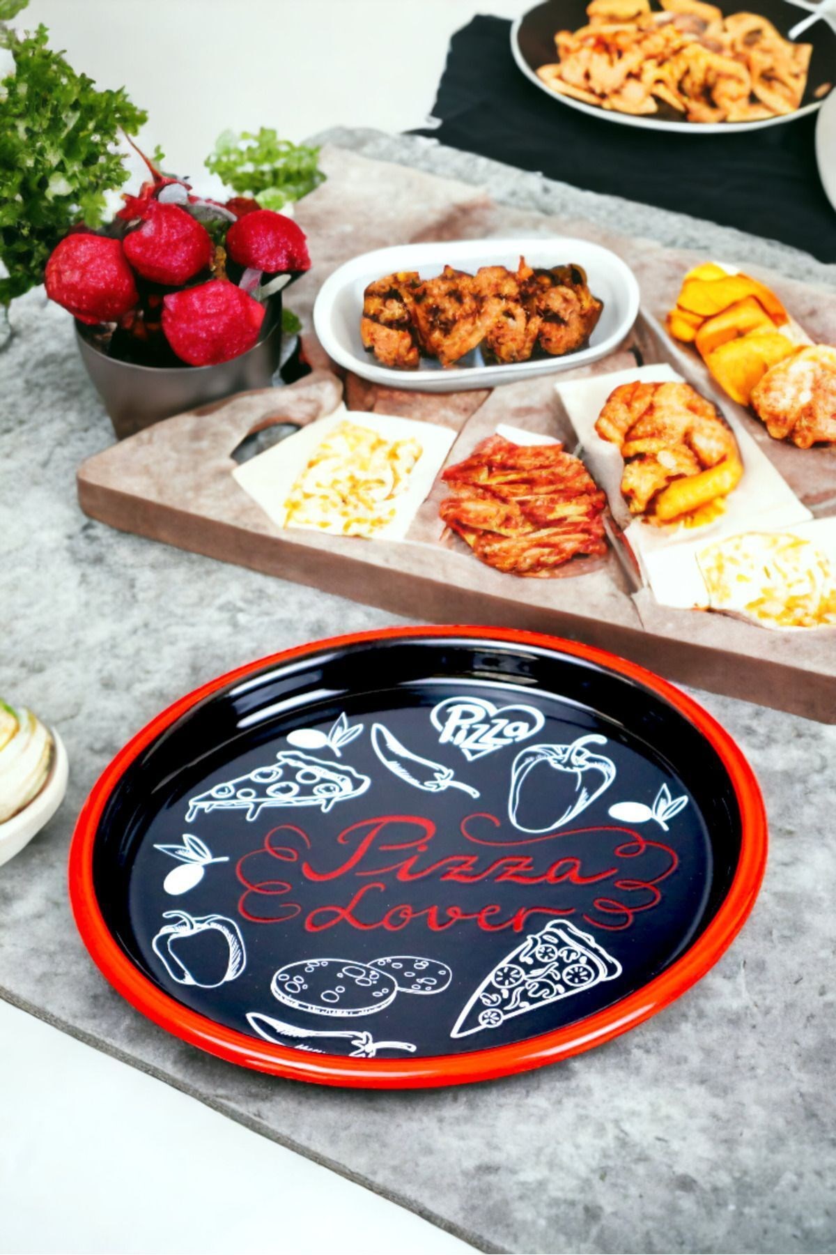 22 No Pizza Tabağı Tepsisi Supla Pasta Tabağı Servis Tabağı 22cm