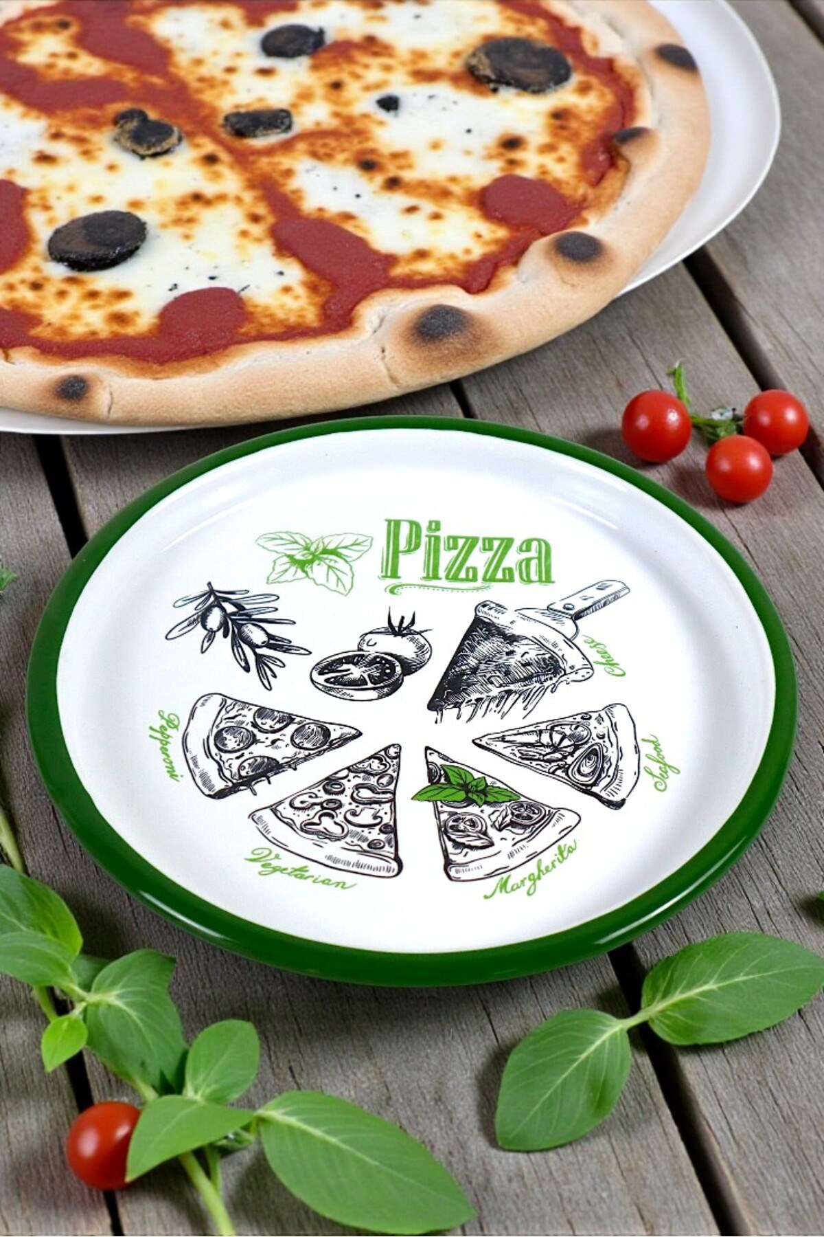 22 No Pizza Tabağı Tepsisi Supla Pasta Tabağı Servis Tabağı 22cm