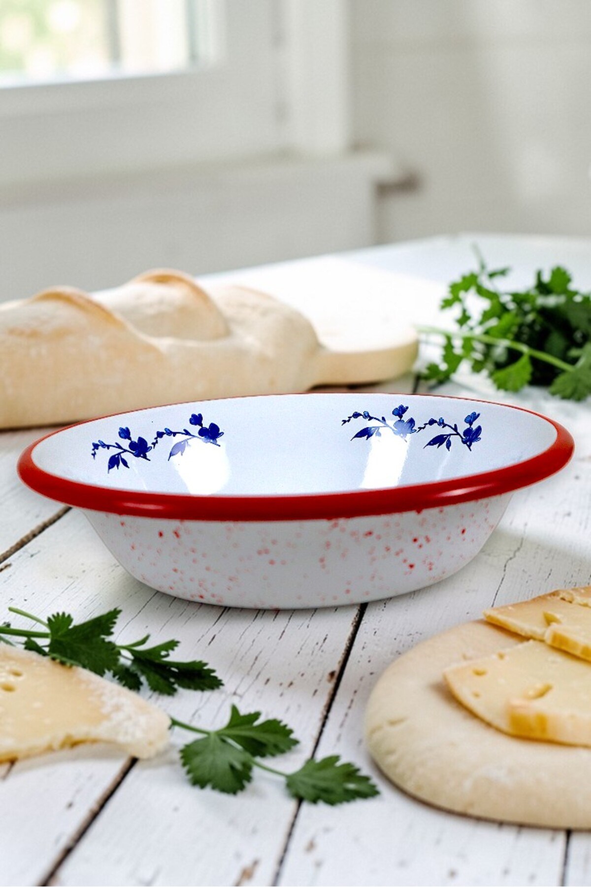 24 Cm Emaye Kase , Çukur Tabak, Salata Tabak, Cips Tabak