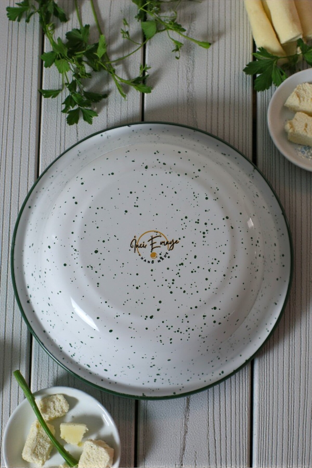 24 Cm Emaye Kase , Çukur Tabak, Salata Tabak, Cips Tabak