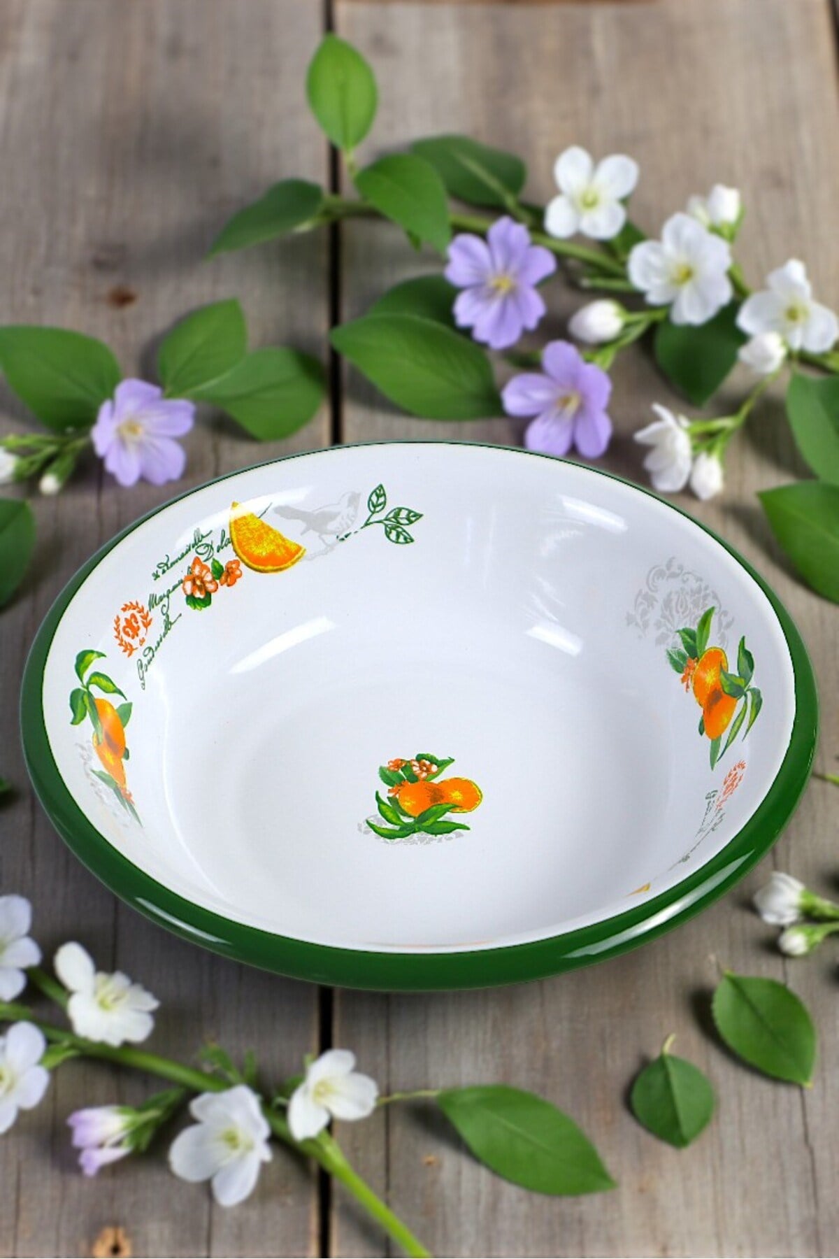 24 Cm Emaye Kase , Çukur Tabak, Salata Tabak, Cips Tabak