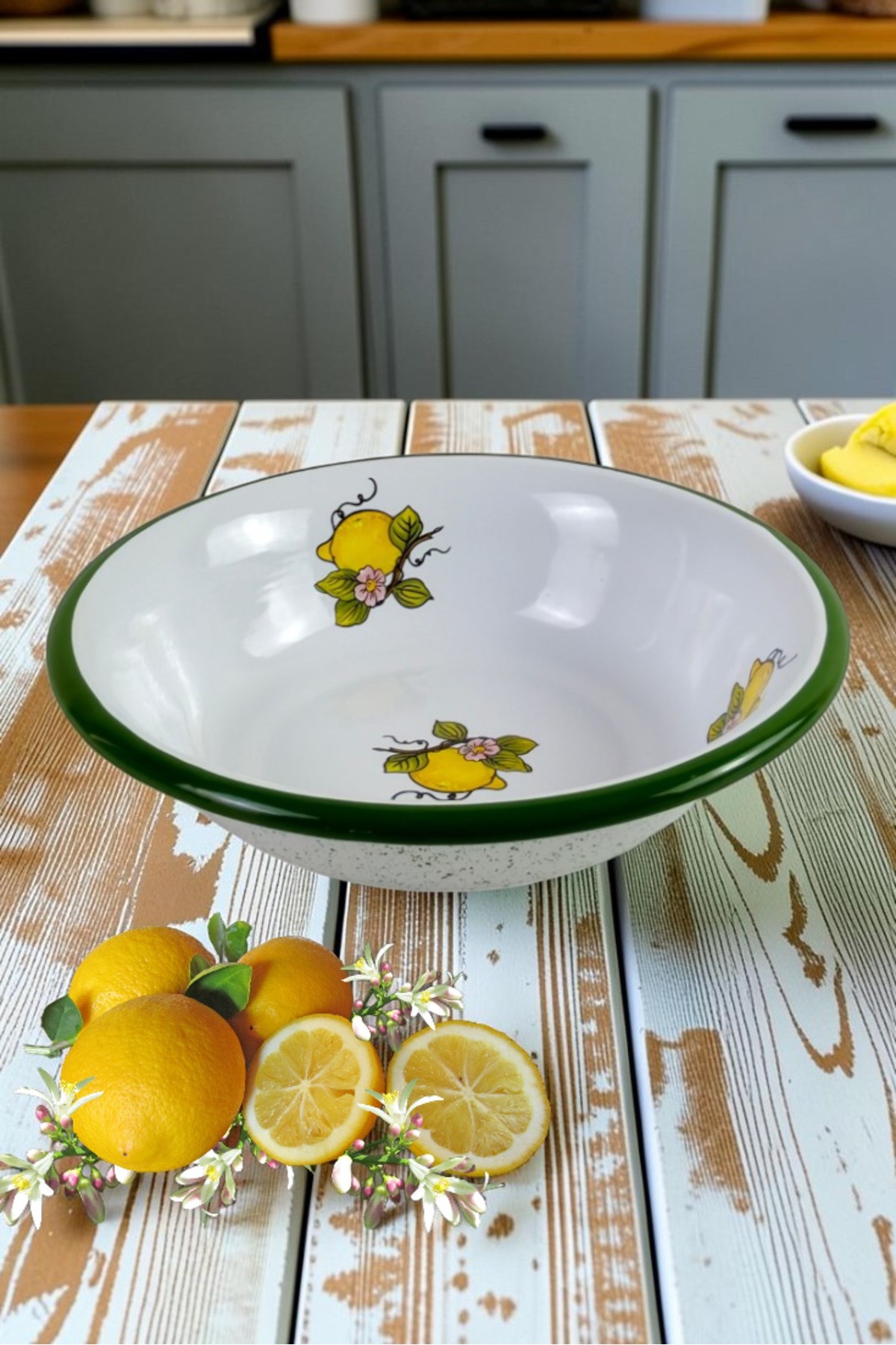 24 Cm Emaye Kase , Çukur Tabak, Salata Tabak, Cips Tabak