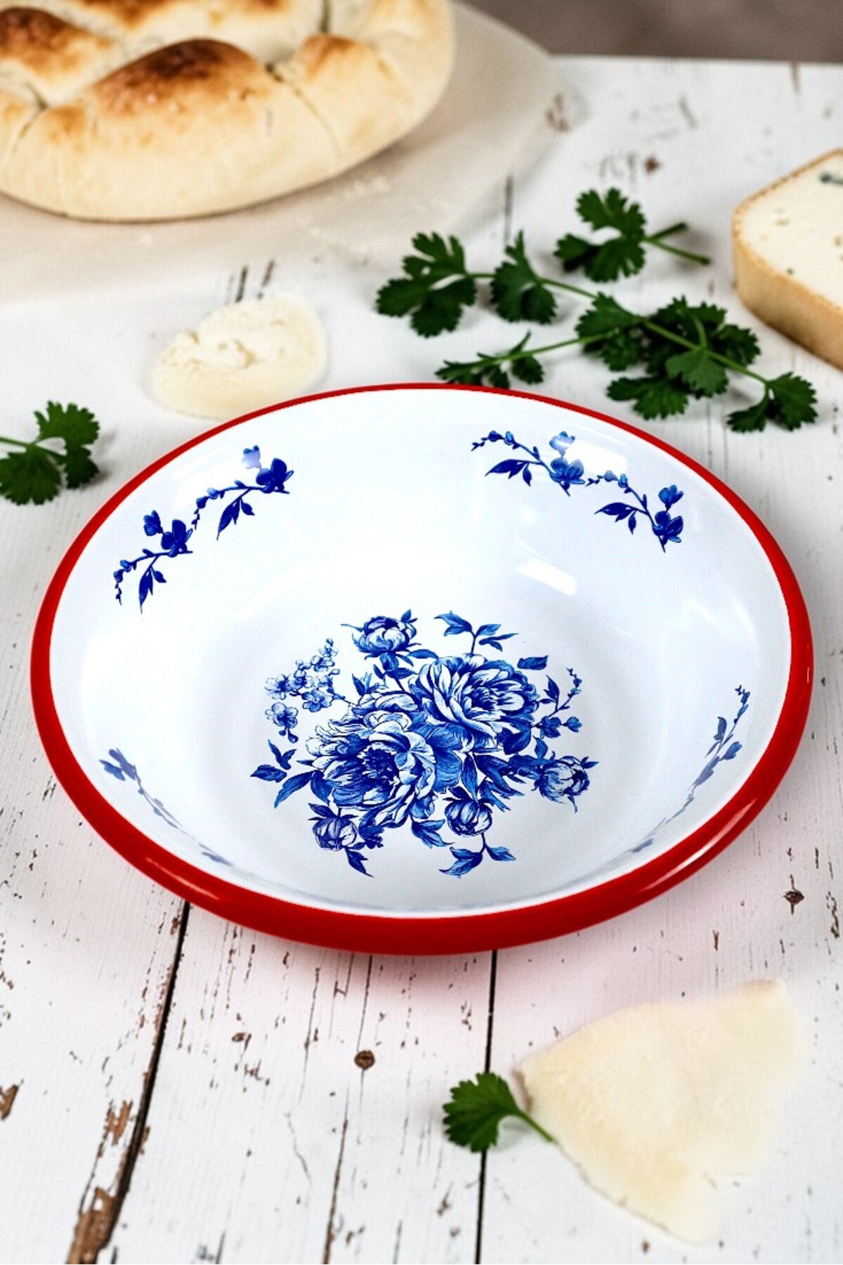 24 Cm Emaye Kase , Çukur Tabak, Salata Tabak, Cips Tabak