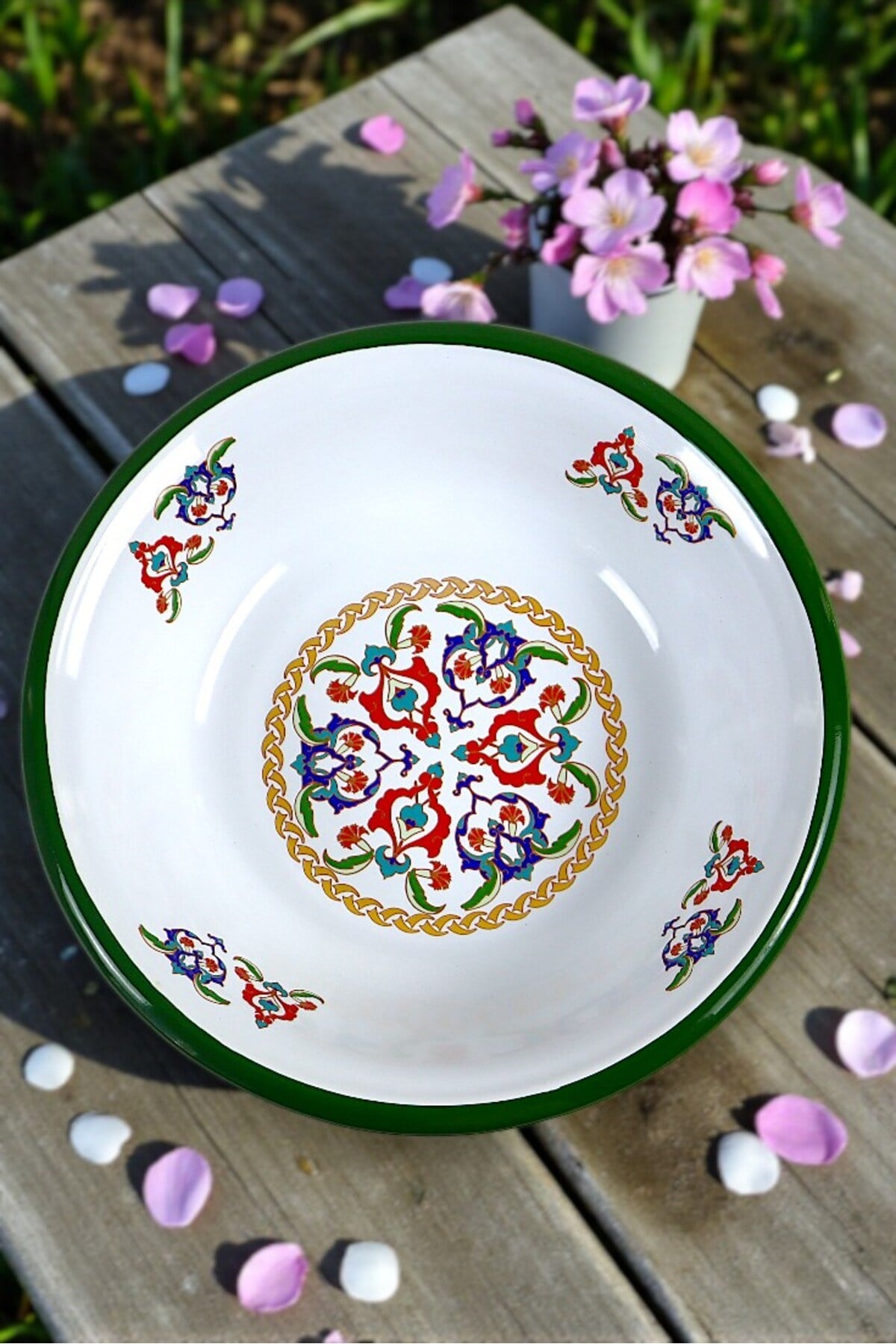 24 Cm Emaye Kase Tabak, Çukur Tabak, Salata Tabak, Cips Tabak