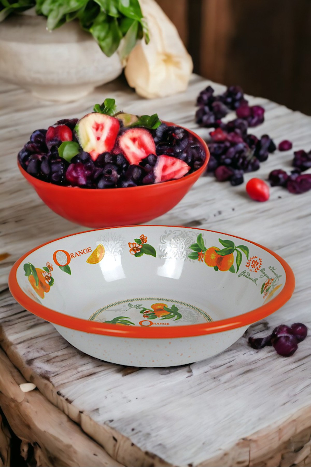 24 Cm Emaye Kase Tabak, Çukur Tabak, Salata Tabak, Cips Tabak