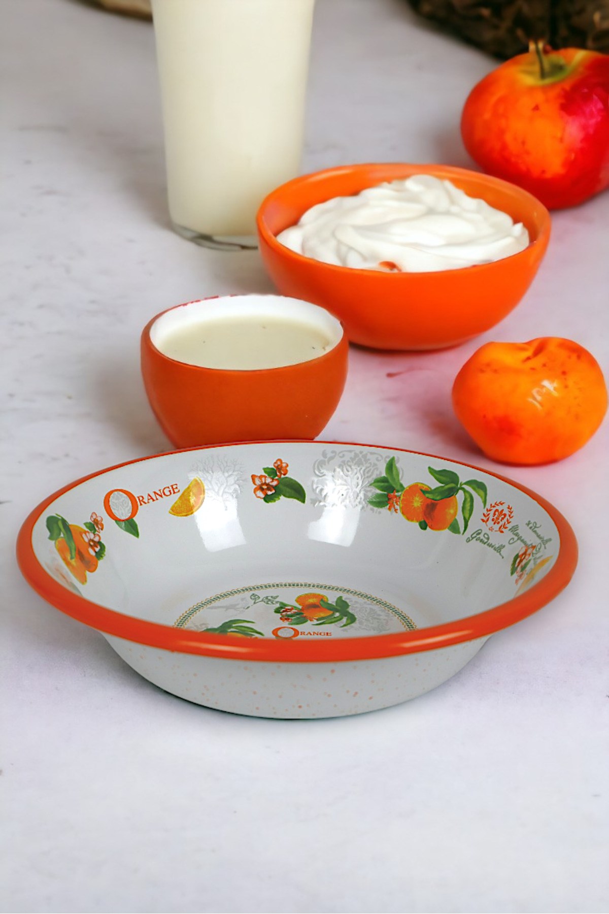 24 Cm Emaye Kase Tabak, Çukur Tabak, Salata Tabak, Cips Tabak