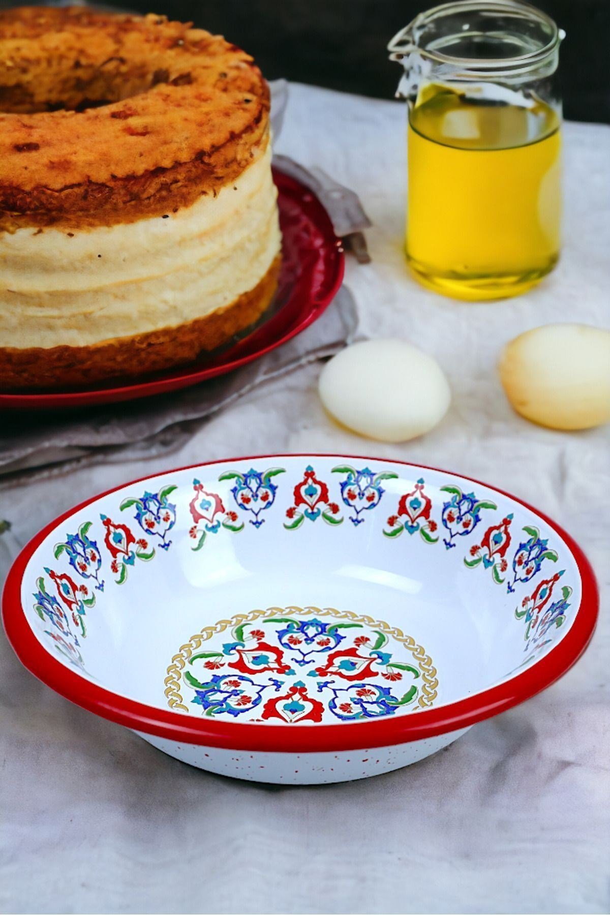 24 Cm Emaye Kase Tabak, Çukur Tabak, Salata Tabak, Cips Tabak