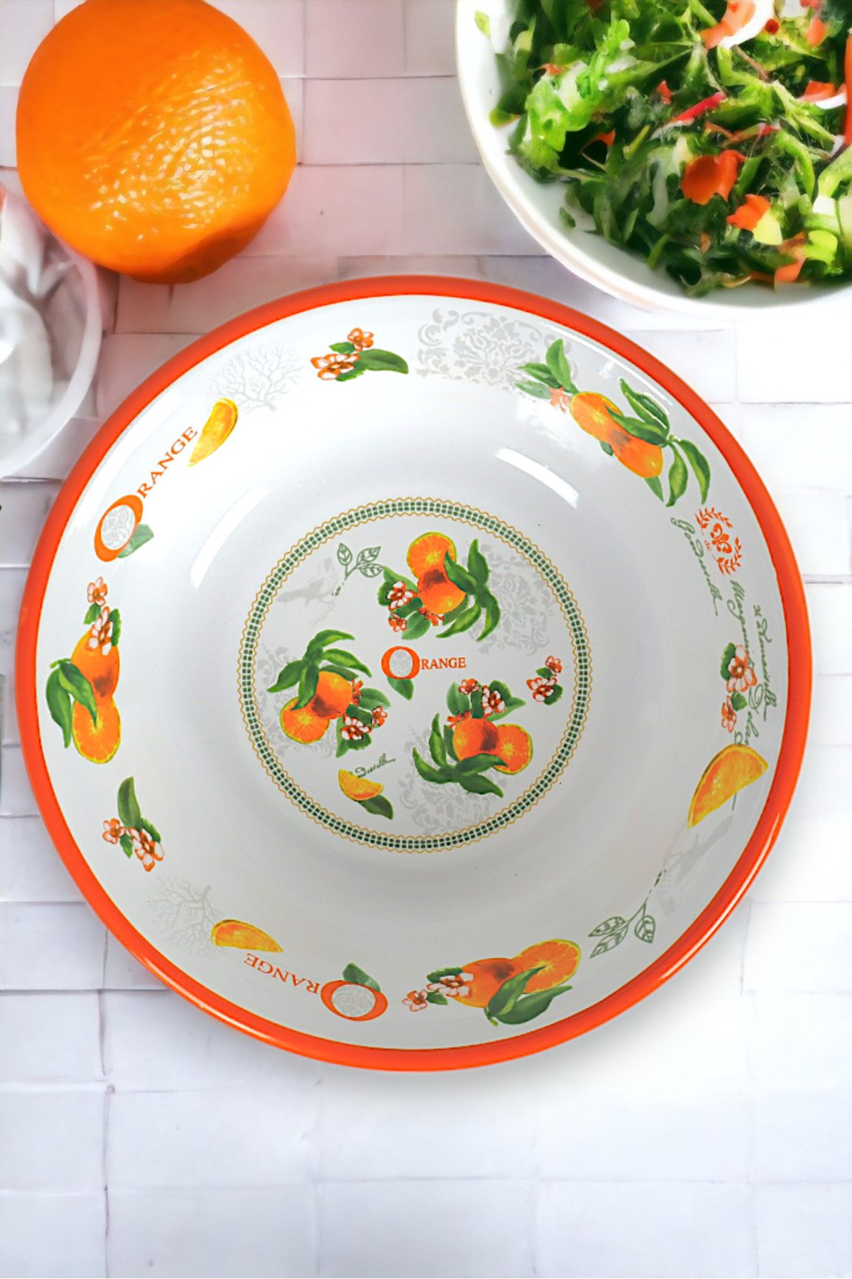 24 Cm Emaye Kase Tabak, Çukur Tabak, Salata Tabak, Cips Tabak