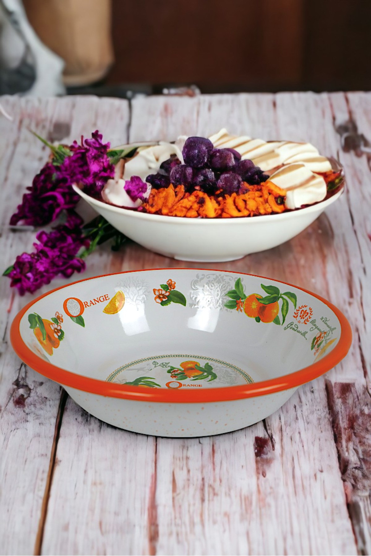 24 Cm Emaye Kase Tabak, Çukur Tabak, Salata Tabak, Cips Tabak