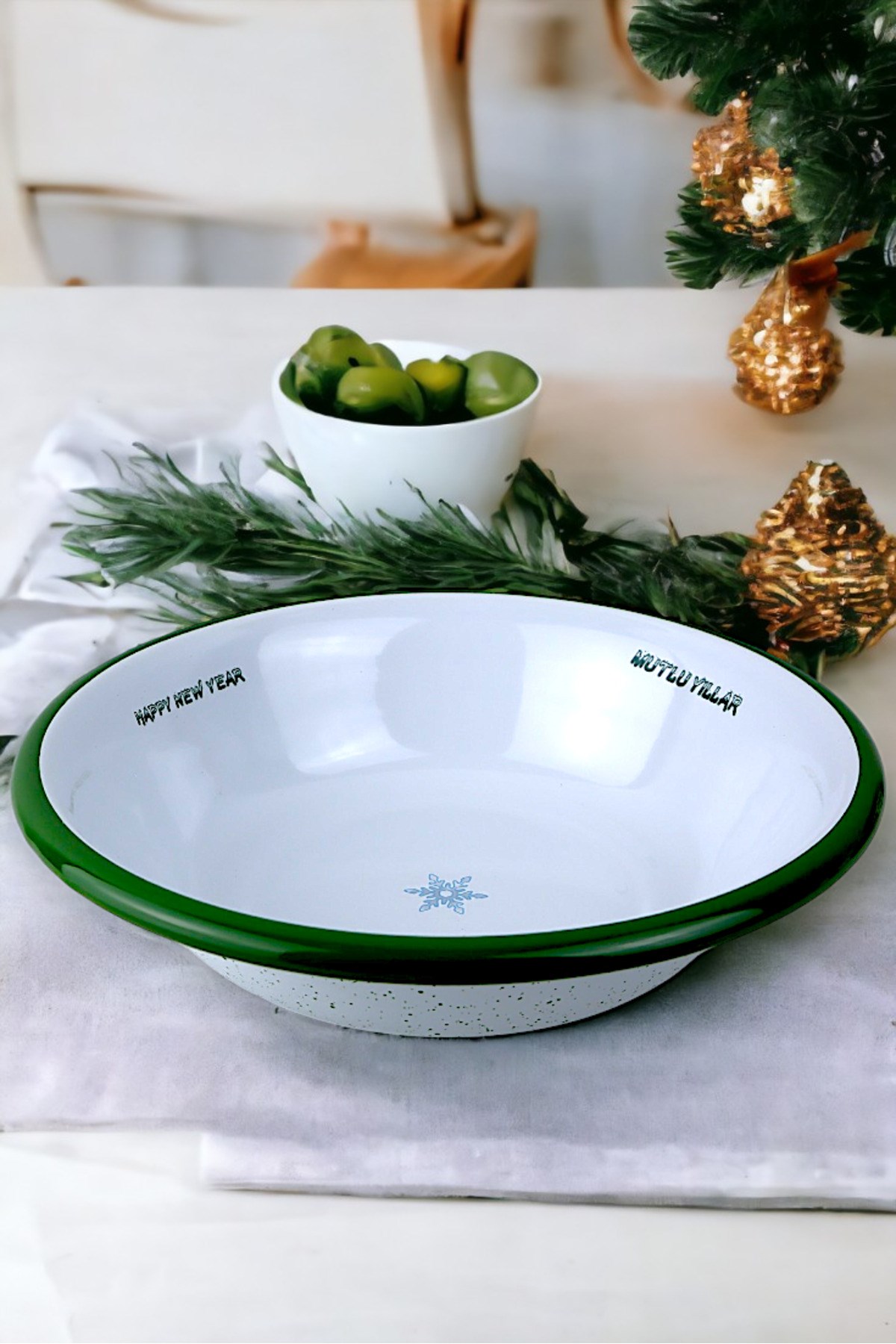 24 Cm Emaye Kase Tabak, Çukur Tabak, Salata Tabak, Cips Tabak