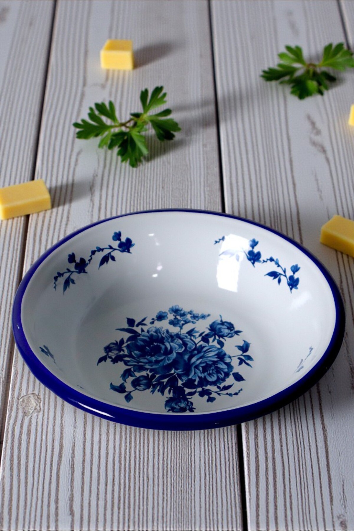 24 Cm Emaye Kase Tabak, Çukur Tabak, Salata Tabak, Cips Tabak
