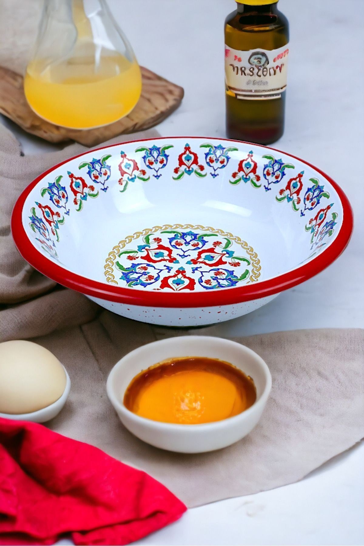 24 Cm Emaye Kase Tabak, Çukur Tabak, Salata Tabak, Cips Tabak