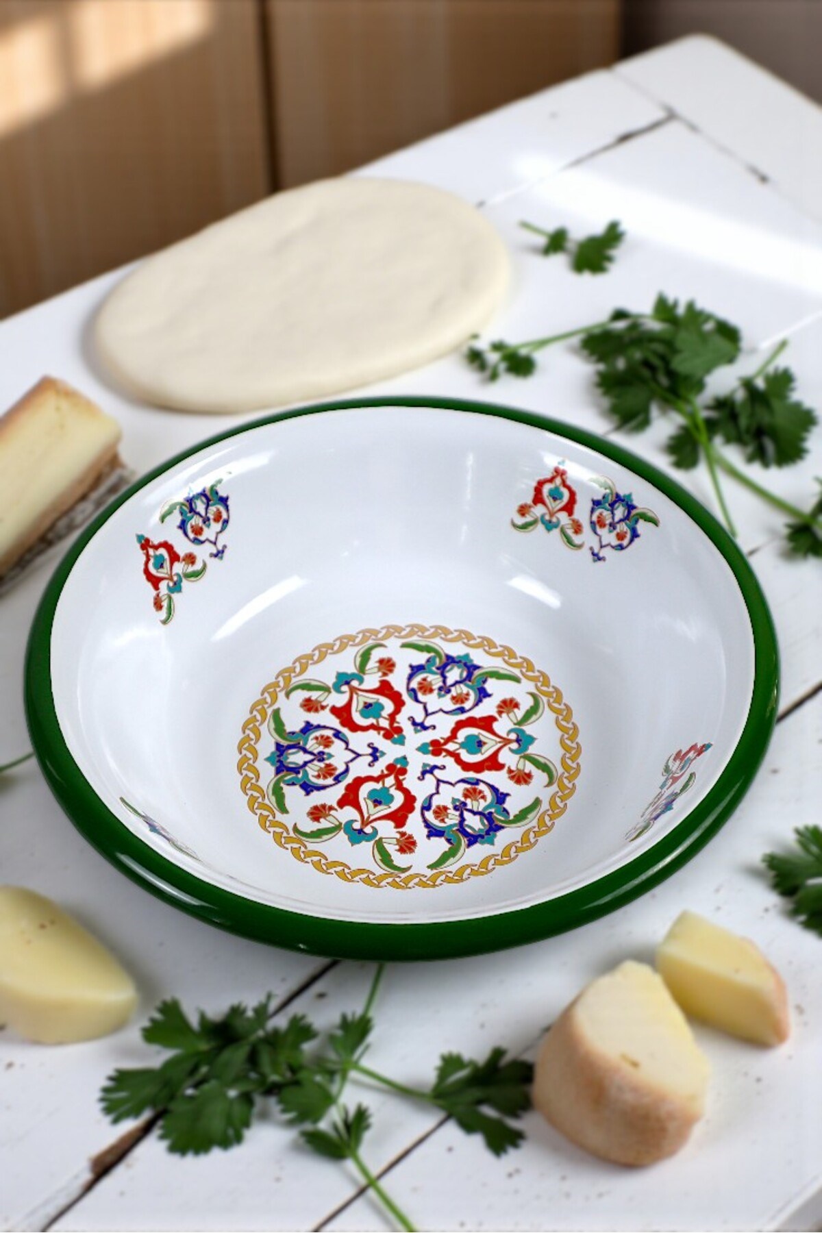 24 Cm Emaye Kase Tabak, Çukur Tabak, Salata Tabak, Cips Tabak