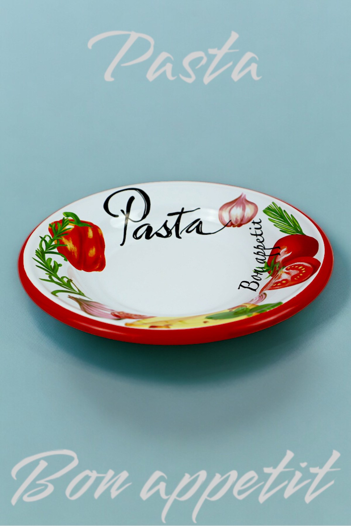 24 No Emaye Makarna Tabağı Tabak Servis Yemek Kamp Piknik 24 Cm