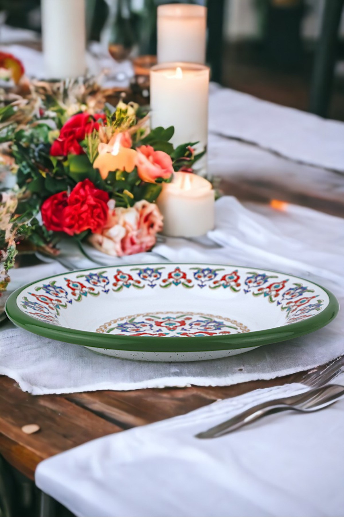 24 No Emaye Yemek Tabak, Servis, Yemek Kamp, Piknik, Çeyiz 24 Cm
