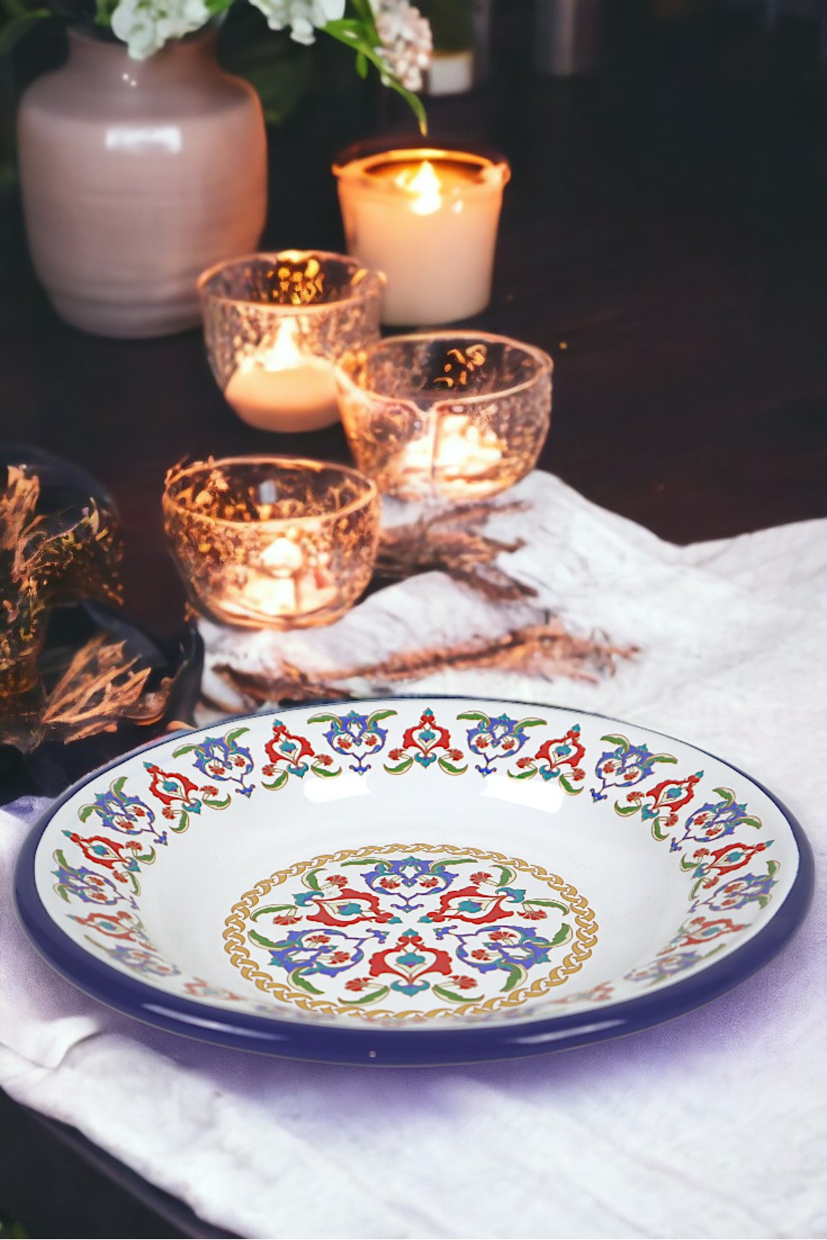 24 No Emaye Yemek Tabak, Servis, Yemek Kamp, Piknik, Çeyiz 24 Cm