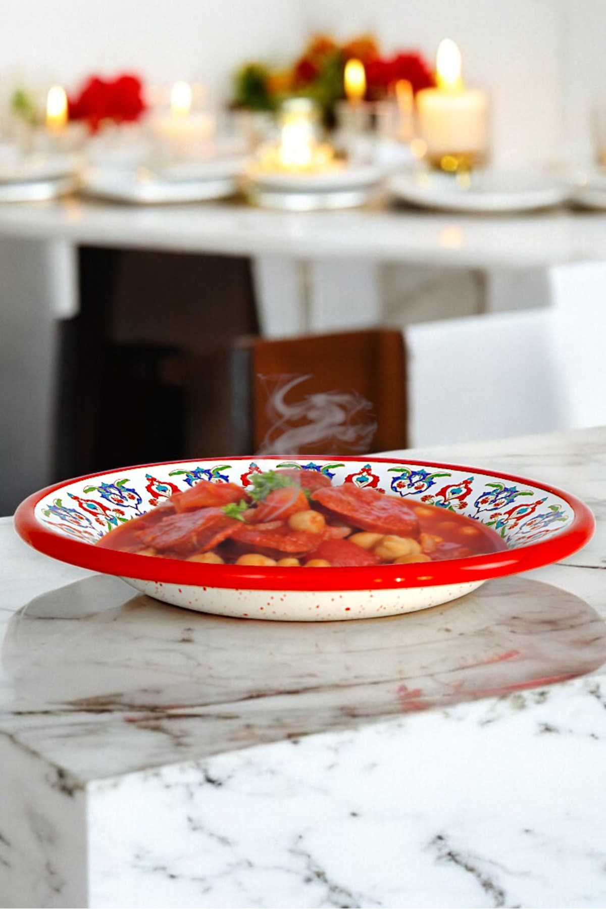 24 No Emaye Yemek Tabak, Servis, Yemek Kamp, Piknik, Çeyiz 24 Cm