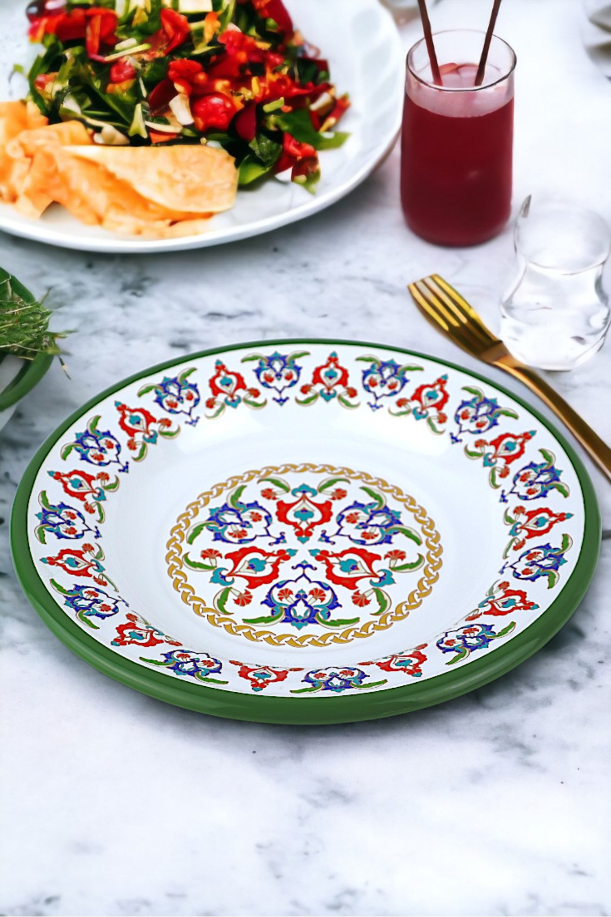 24 No Emaye Yemek Tabak, Servis, Yemek Kamp, Piknik, Çeyiz 24 Cm