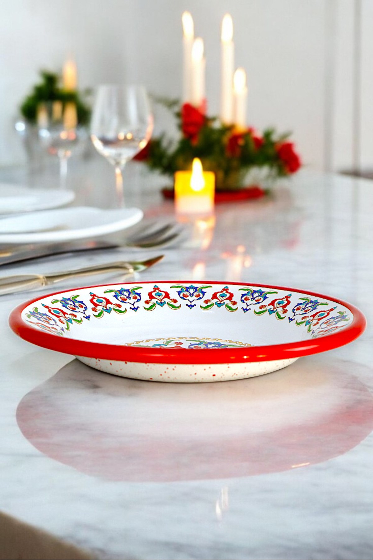 24 No Emaye Yemek Tabak, Servis, Yemek Kamp, Piknik, Çeyiz 24 Cm