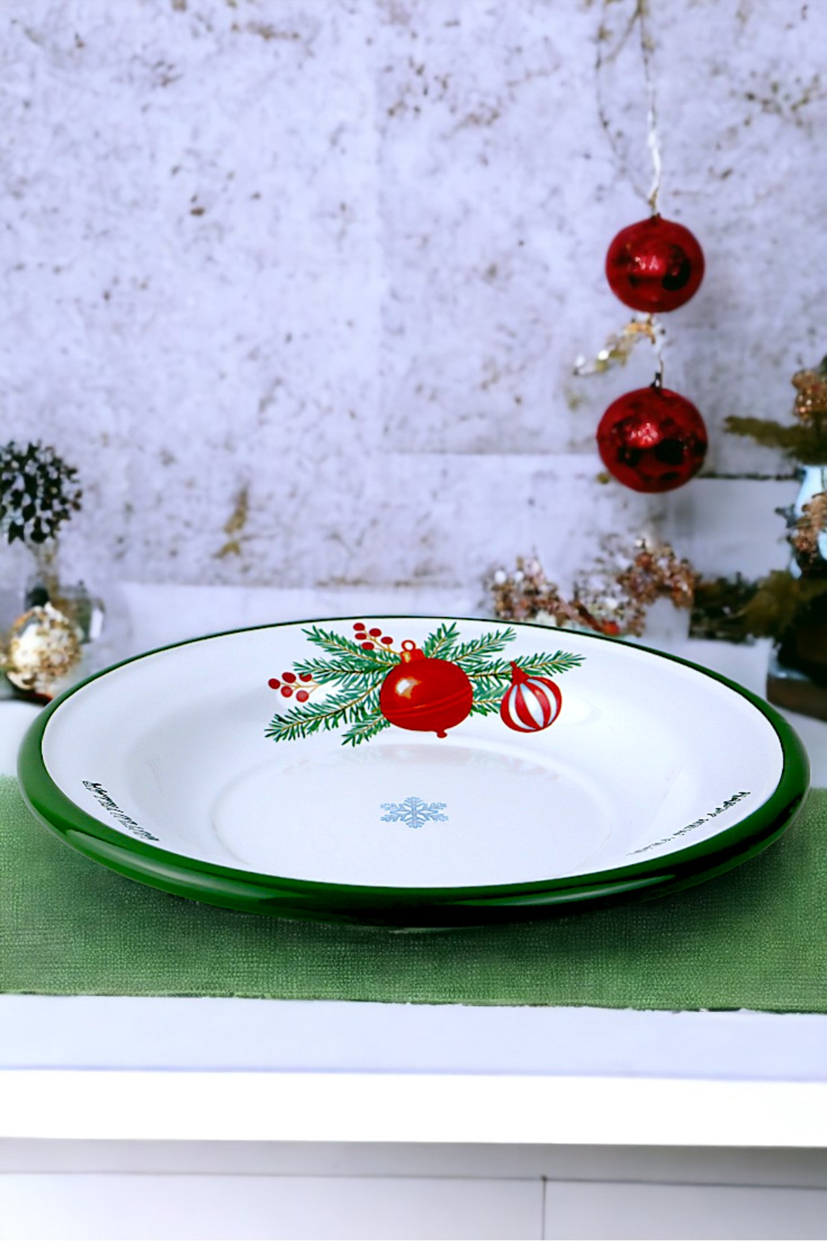 24 No Emaye Yemek Tabak, Servis, Yemek Kamp, Piknik, Çeyiz 24 Cm