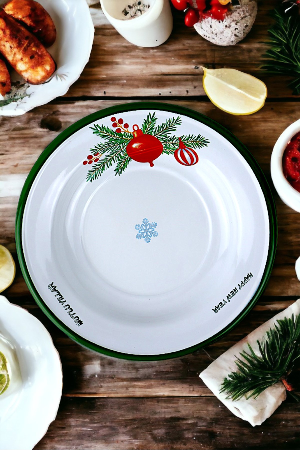 24 No Emaye Yemek Tabak, Servis, Yemek Kamp, Piknik, Çeyiz 24 Cm