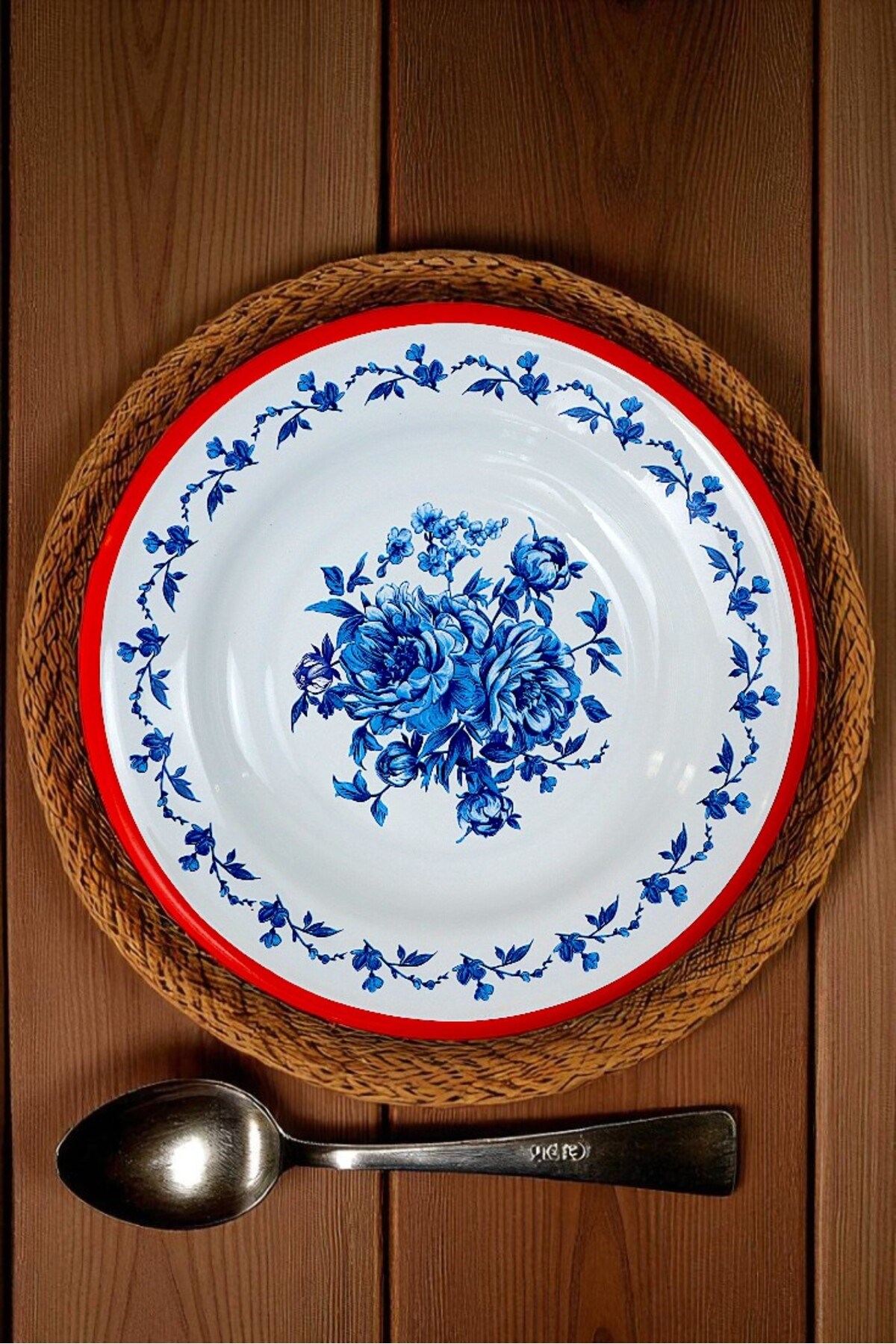 24 No Emaye Yemek Tabak, Servis, Yemek Kamp, Piknik, Çeyiz 24 Cm