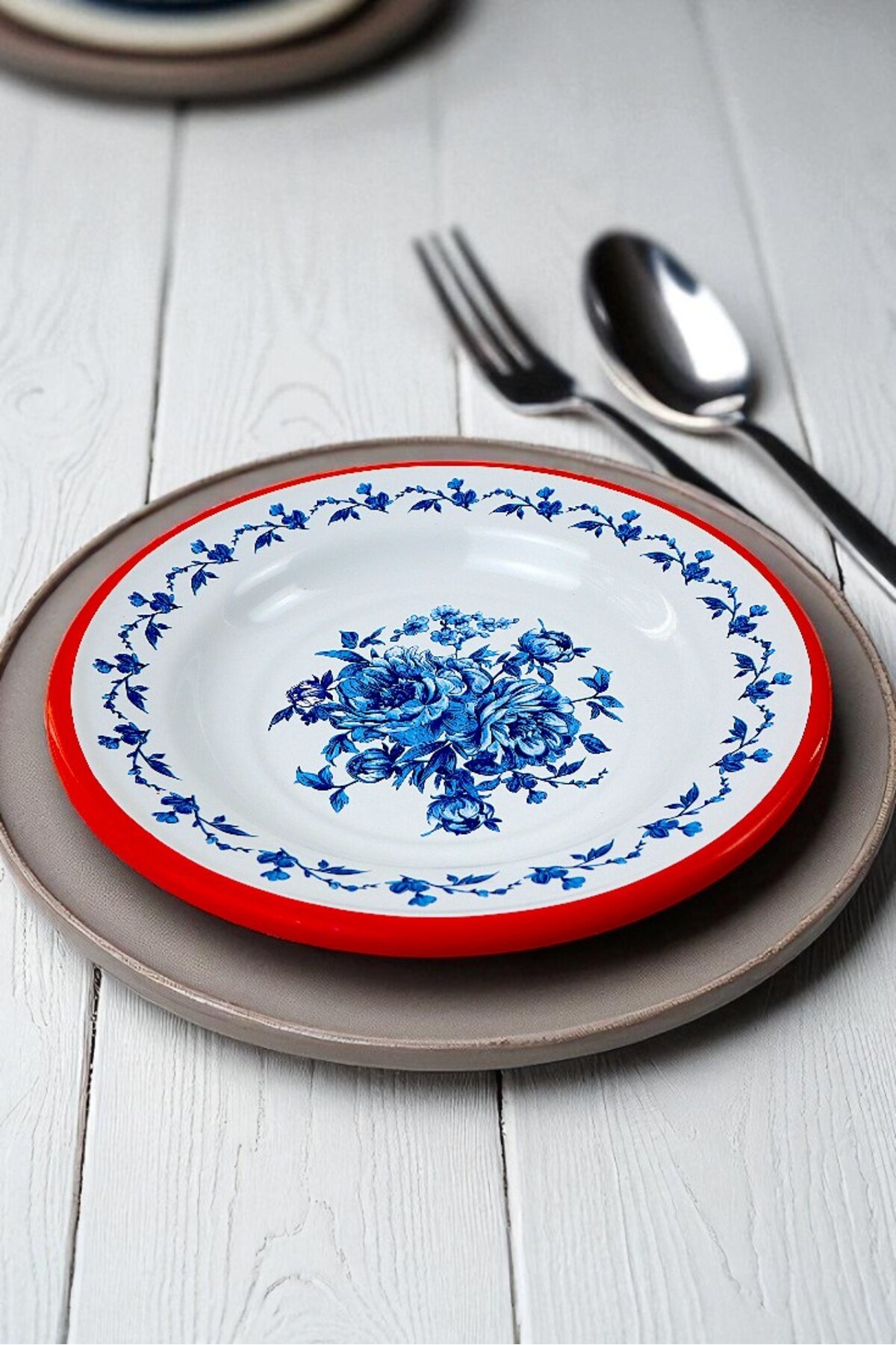 24 No Emaye Yemek Tabak, Servis, Yemek Kamp, Piknik, Çeyiz 24 Cm
