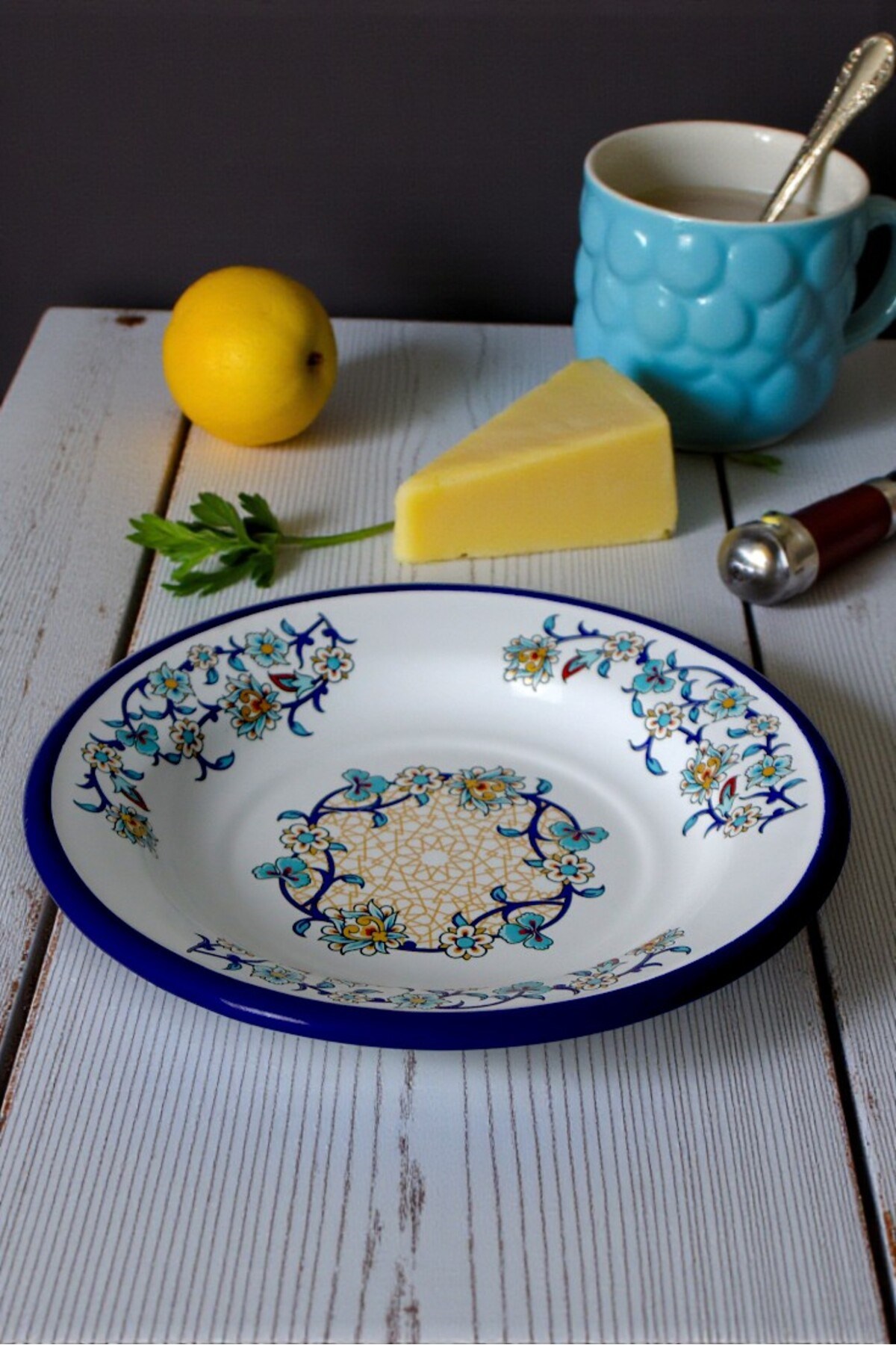 24 No Emaye Yemek Tabak, Servis, Yemek Kamp, Piknik, Çeyiz 24 Cm