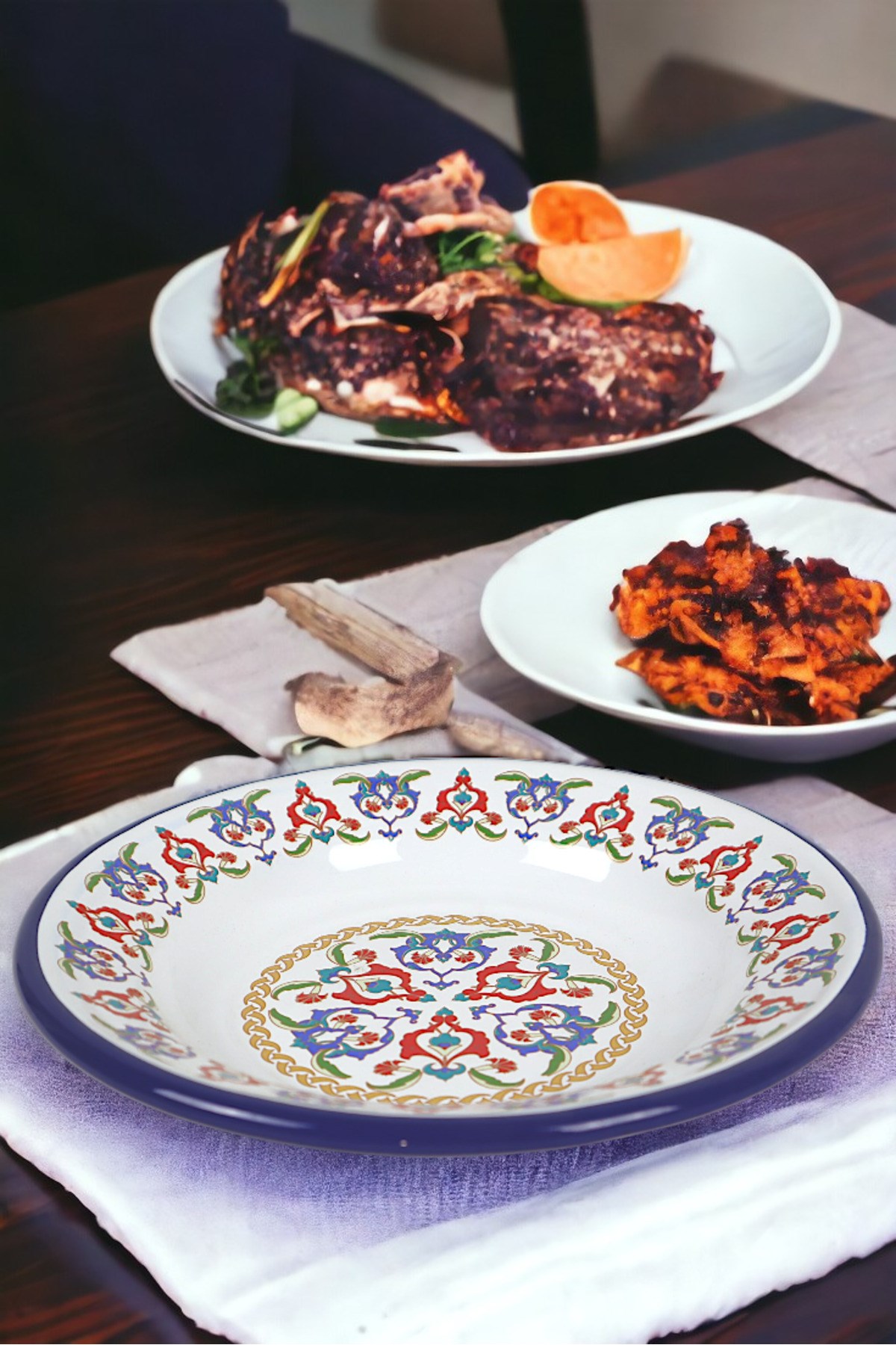 24 No Emaye Yemek Tabak, Servis, Yemek Kamp, Piknik, Çeyiz 24 Cm