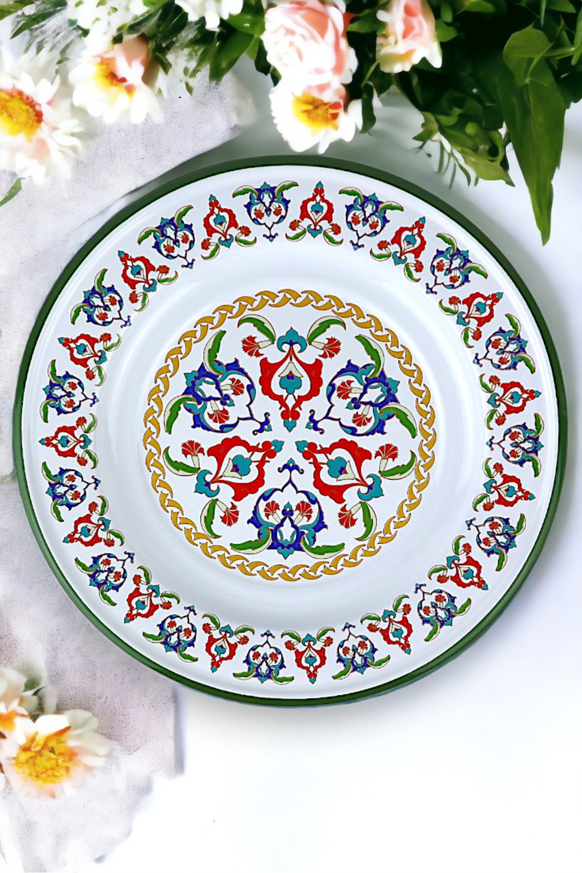 24 No Emaye Yemek Tabak, Servis, Yemek Kamp, Piknik, Çeyiz 24 Cm