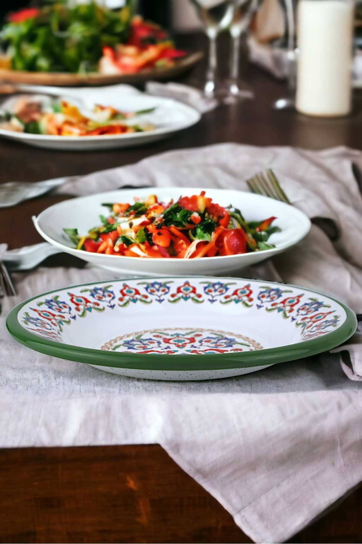 24 No Emaye Yemek Tabak, Servis, Yemek Kamp, Piknik, Çeyiz 24 Cm
