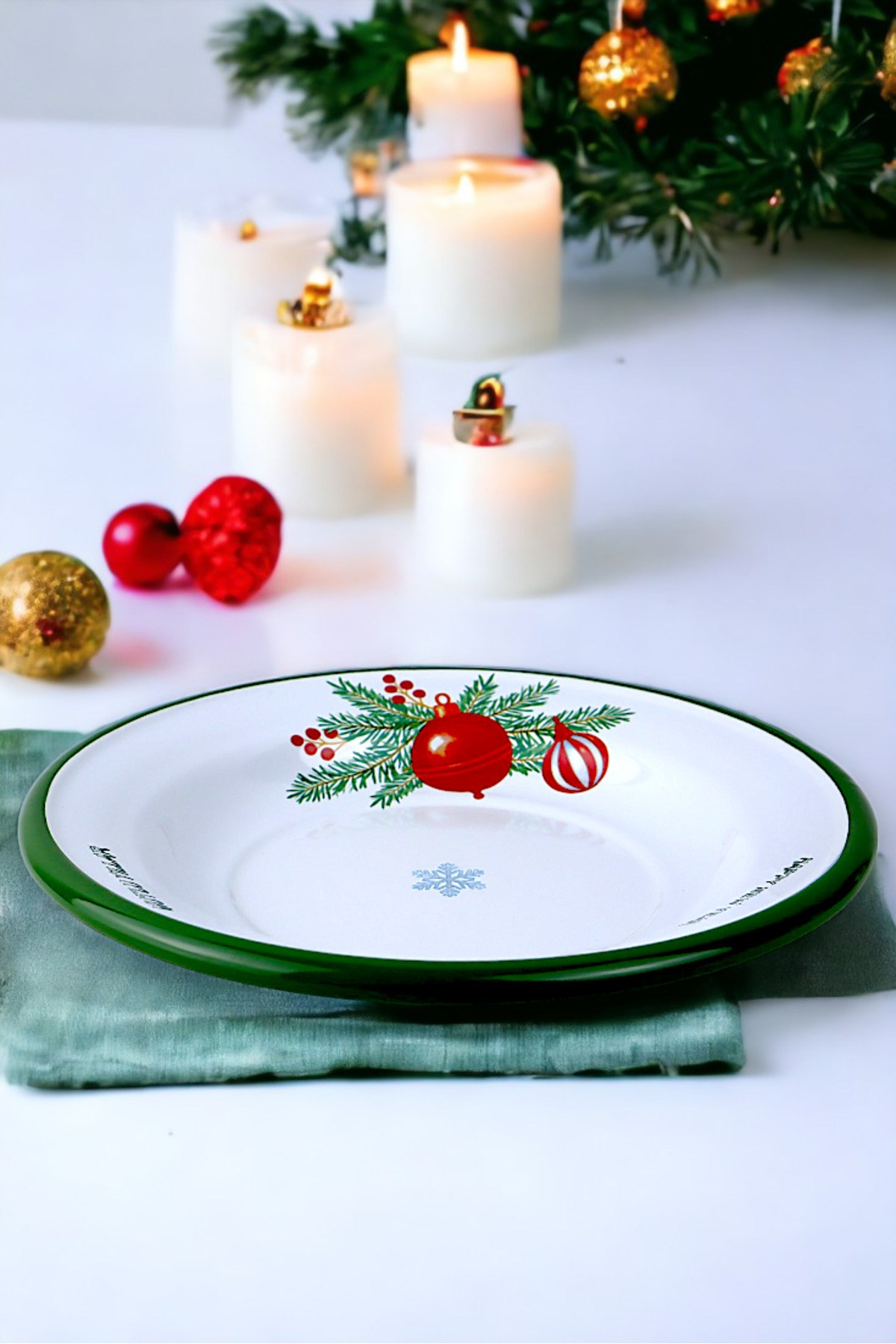 24 No Emaye Yemek Tabak, Servis, Yemek Kamp, Piknik, Çeyiz 24 Cm