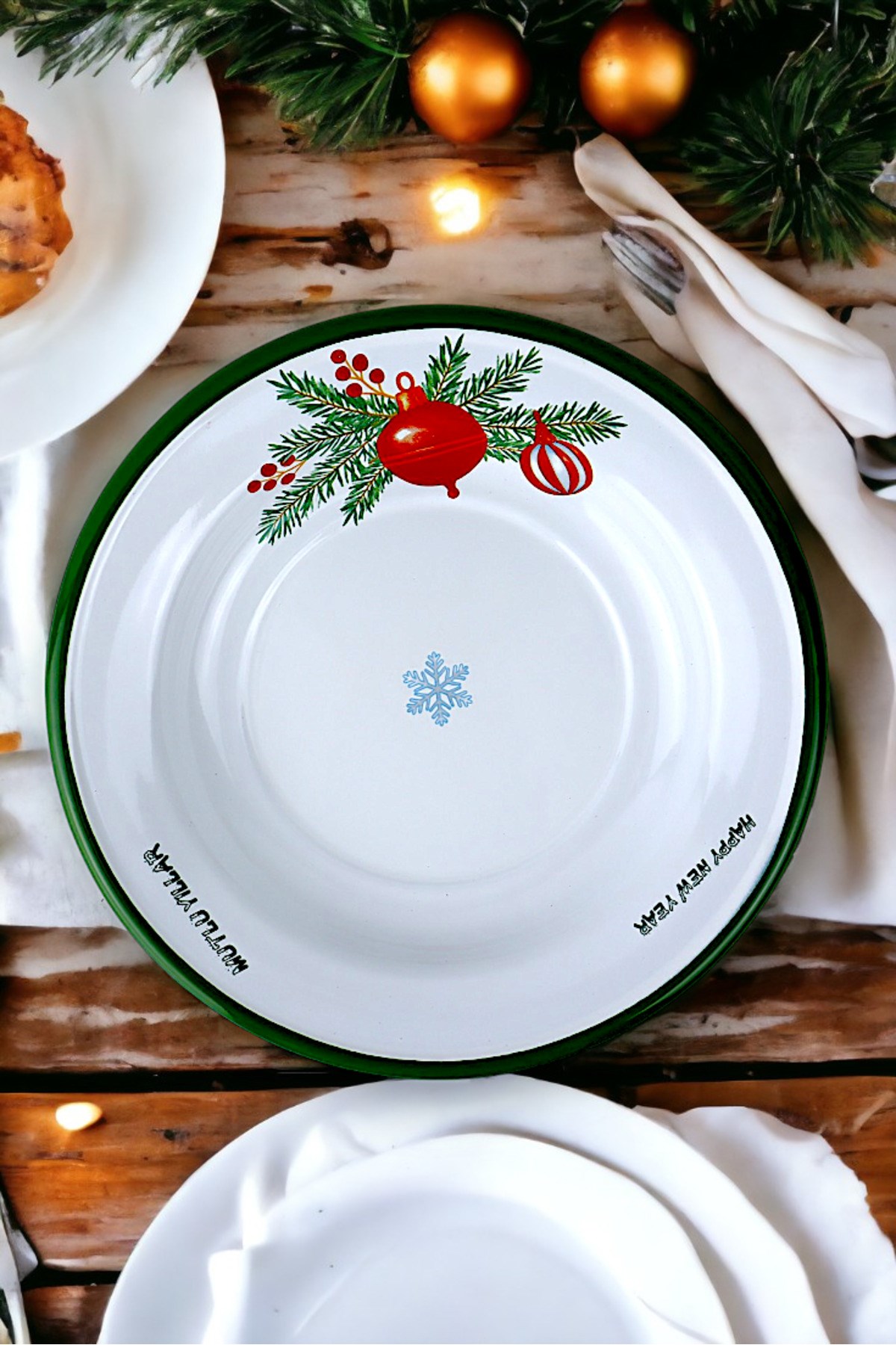 24 No Emaye Yemek Tabak, Servis, Yemek Kamp, Piknik, Çeyiz 24 Cm
