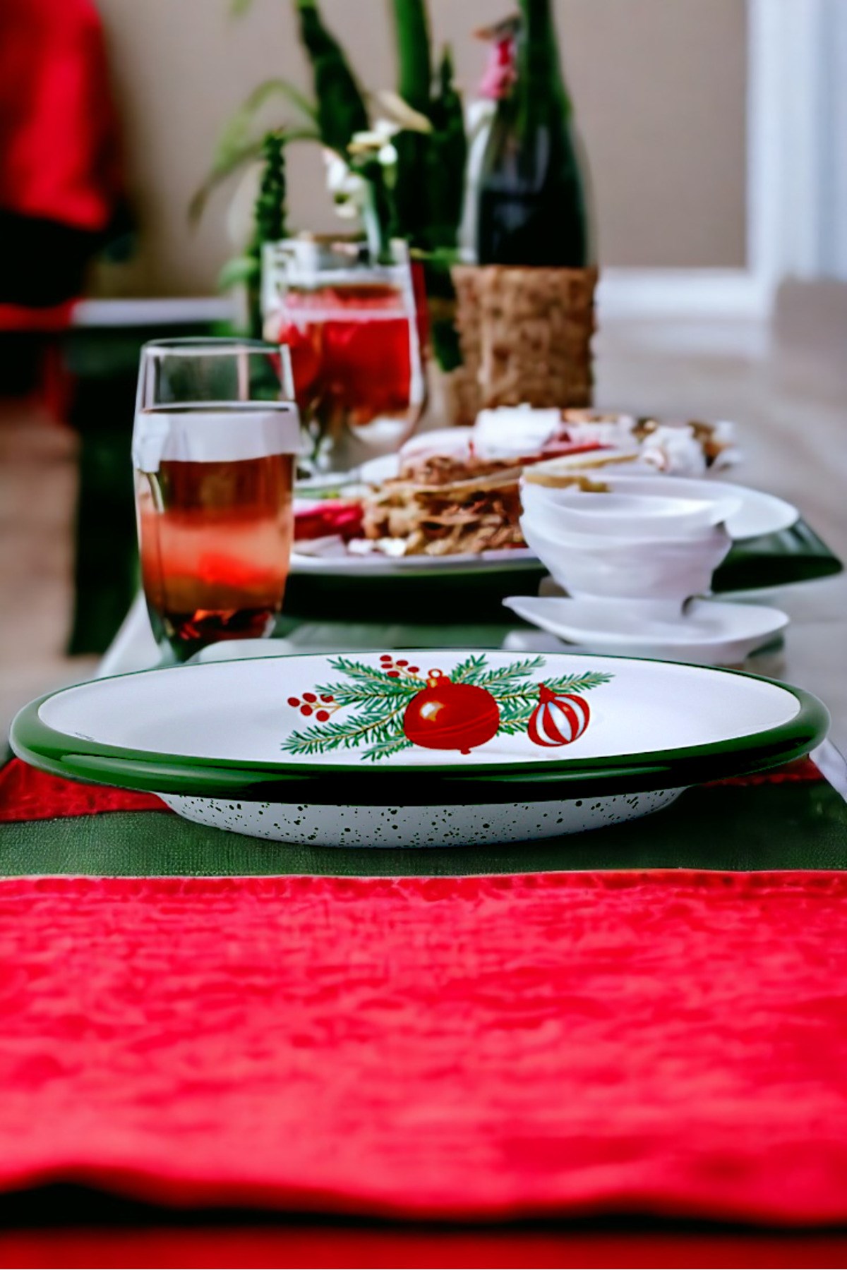 24 No Emaye Yemek Tabak, Servis, Yemek Kamp, Piknik, Çeyiz 24 Cm