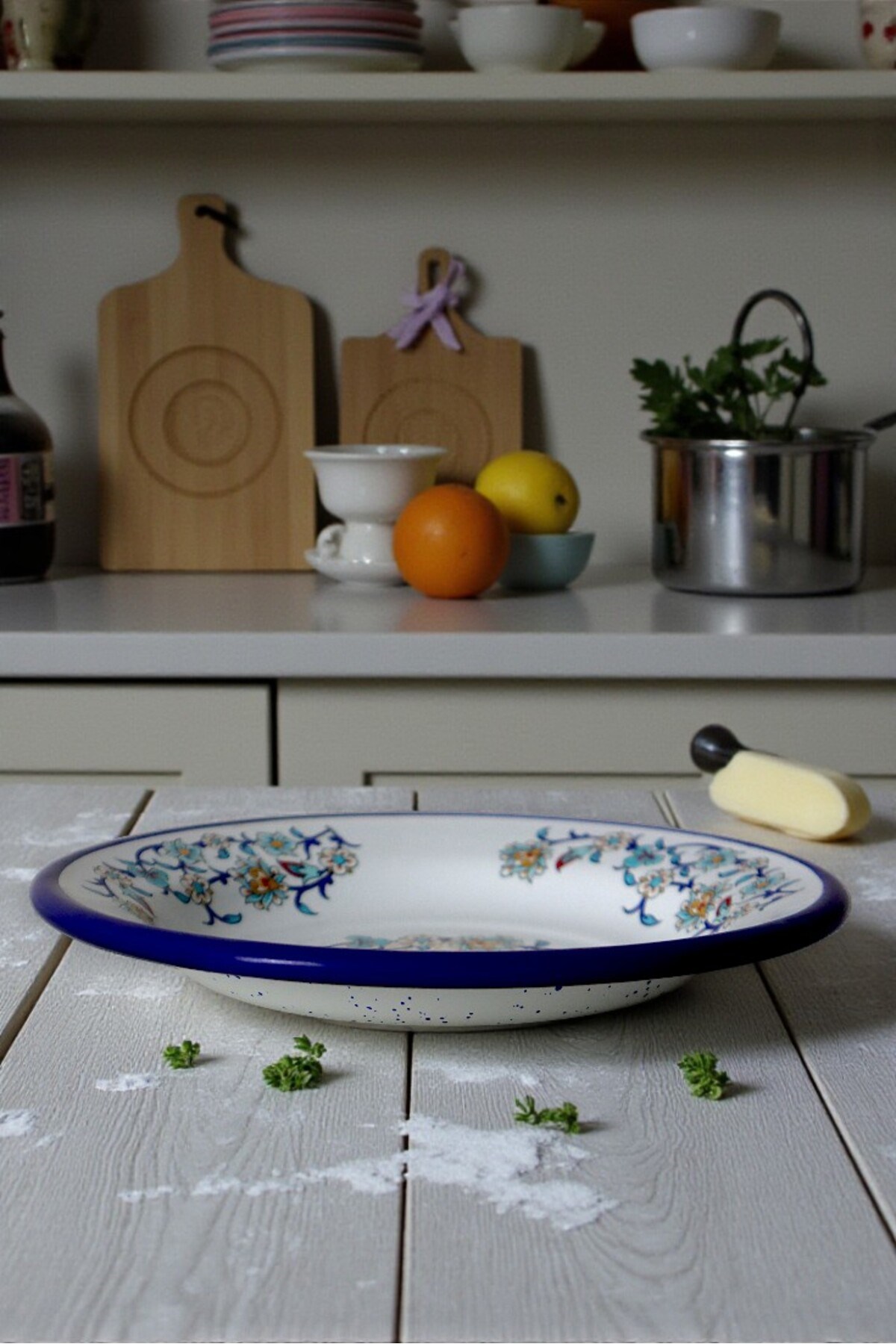 24 No Emaye Yemek Tabak, Servis, Yemek Kamp, Piknik, Çeyiz 24 Cm