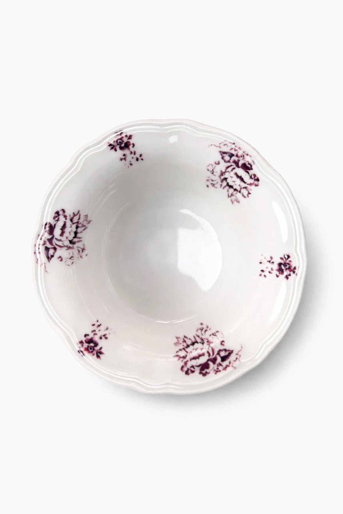 24 Parça 6 Kişilik Mürdüm Floral Desen Porselen Yemek Takımı