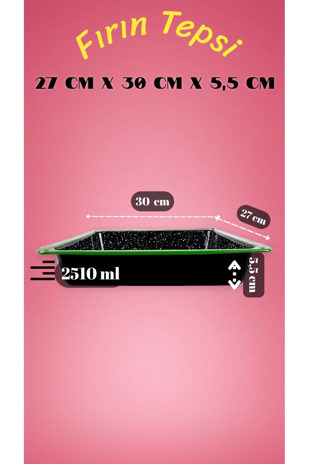 27 30 5,5 No Emaye Fırın Tepsi Dikdörtgen Tepsi 30 Cm