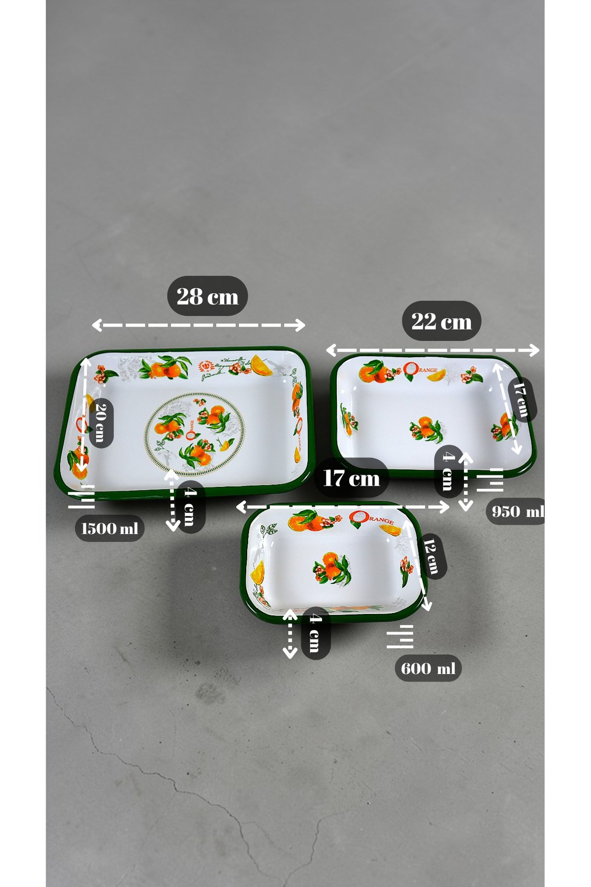 28-22-13 No Emaye Dörtgen Tabak Meze Kahvaltılık Kamp Piknik