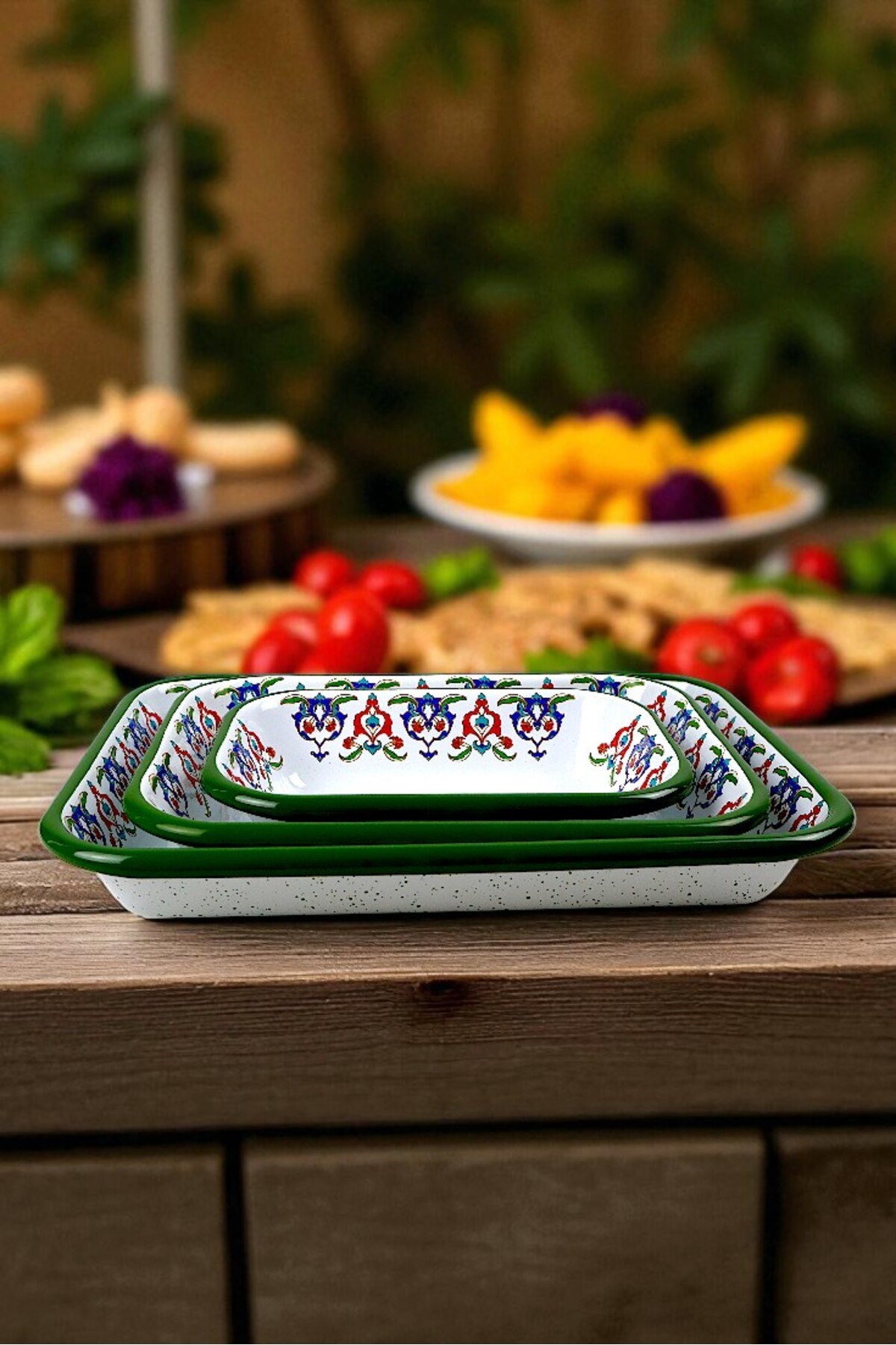 28-22-13 No Emaye Dörtgen Tabak Meze Kahvaltılık Kamp Piknik