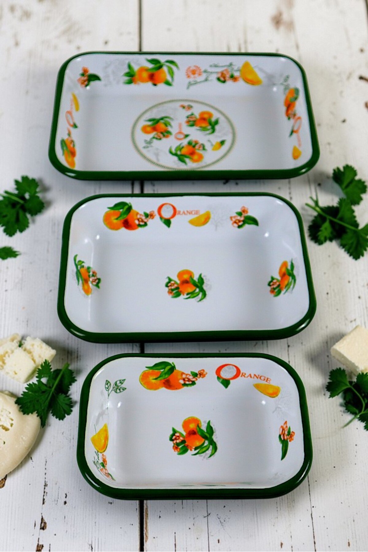 28-22-13 No Emaye Dörtgen Tabak Meze Kahvaltılık Kamp Piknik