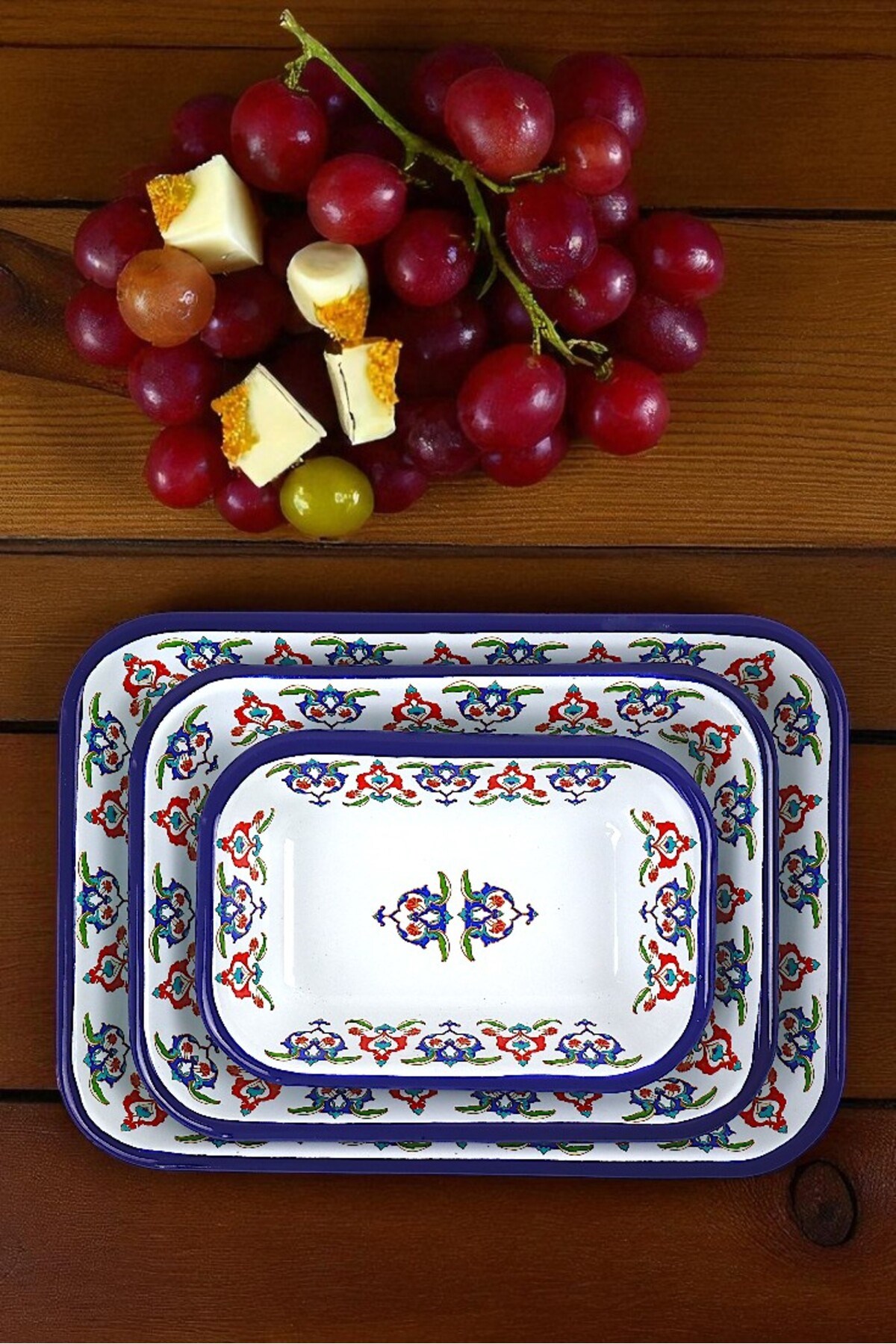 28-22-13 No Emaye Dörtgen Tabak Meze Kahvaltılık Kamp Piknik