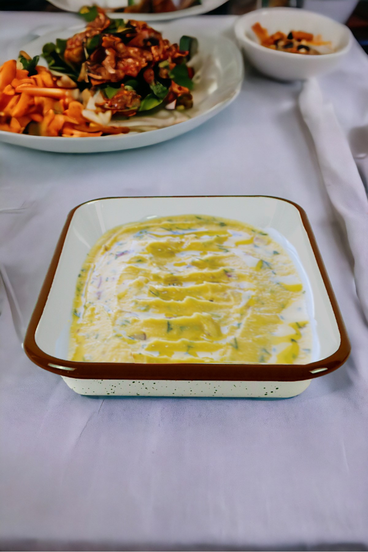 28 No Emaye Dörtgen Tabak Meze Kahvaltılık Kamp Piknik