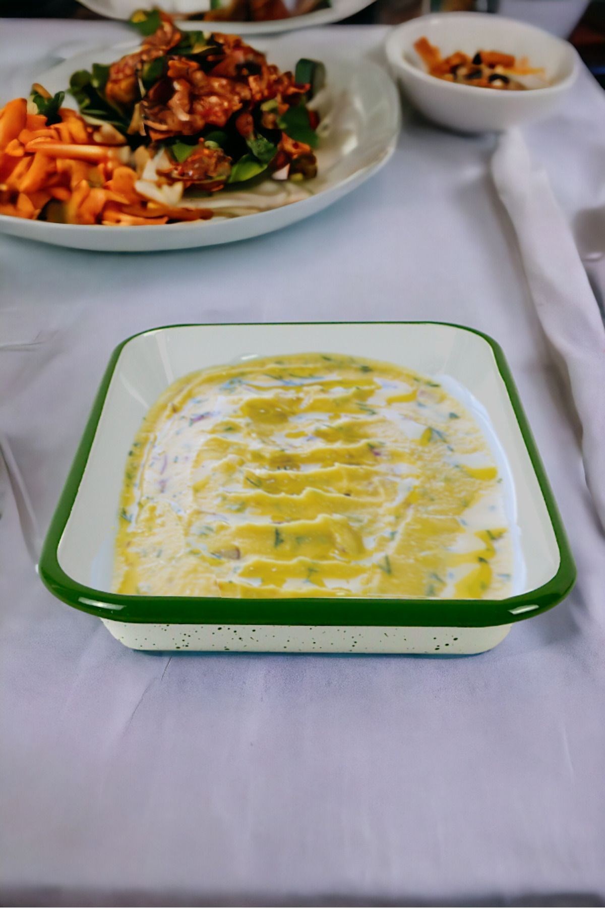 28 No Emaye Dörtgen Tabak Meze Kahvaltılık Kamp Piknik