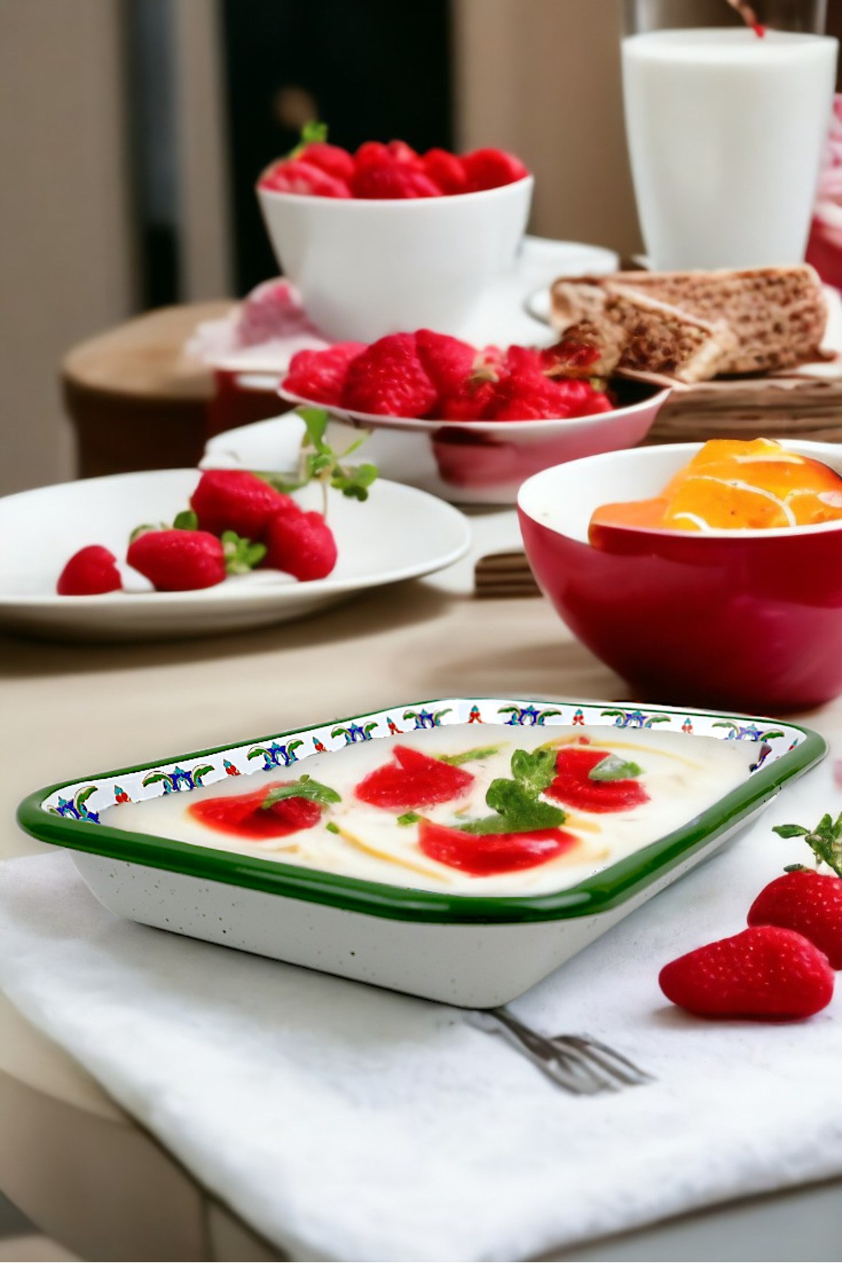 28 No Emaye Dörtgen Tabak Meze Kahvaltılık Kamp Piknik