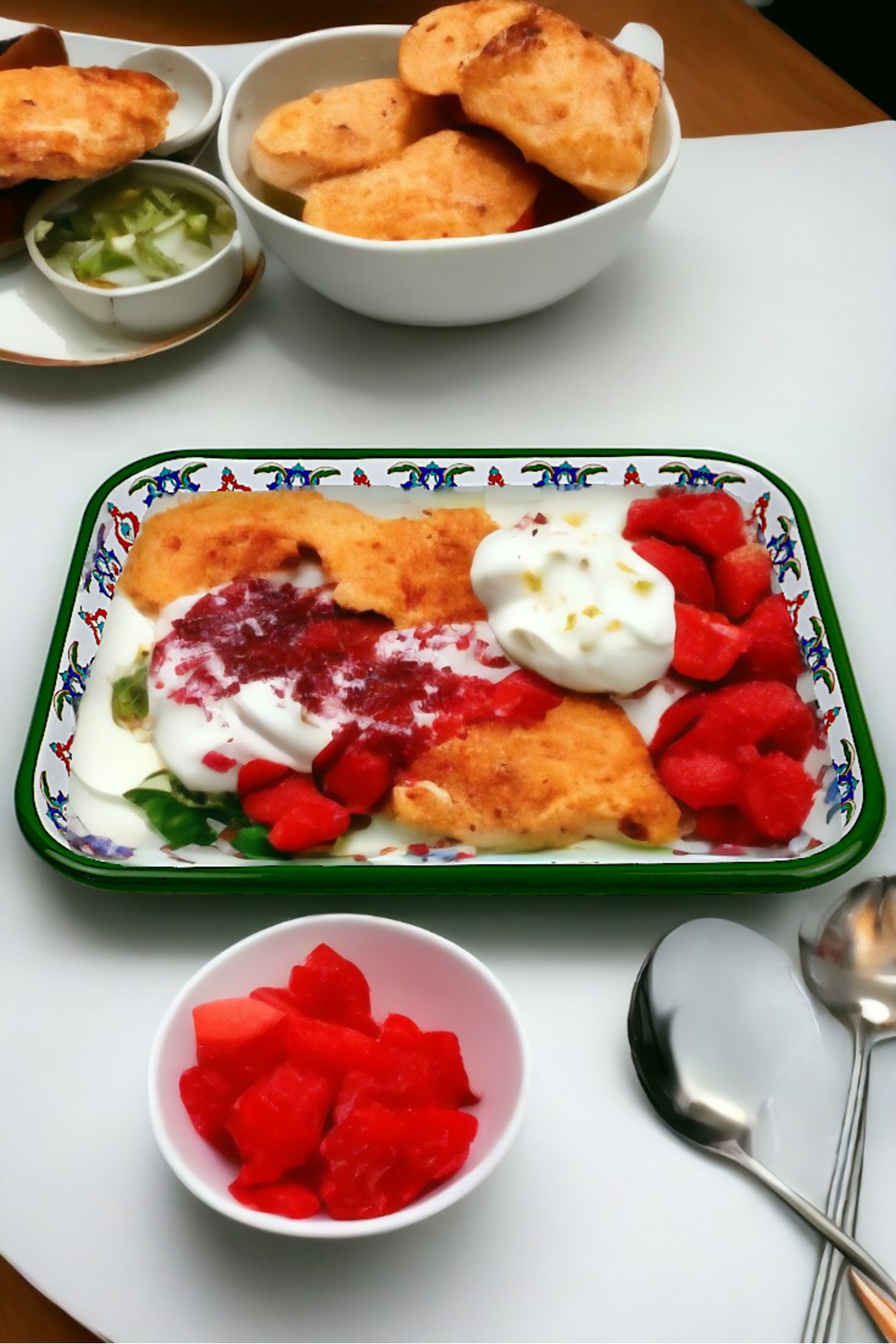 28 No Emaye Dörtgen Tabak Meze Kahvaltılık Kamp Piknik