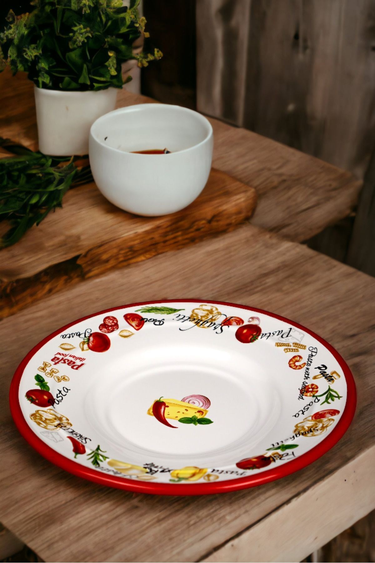 29 No 29 Cm Emaye Makarna Tabağı Tabak Servis Yemek Kamp Piknik