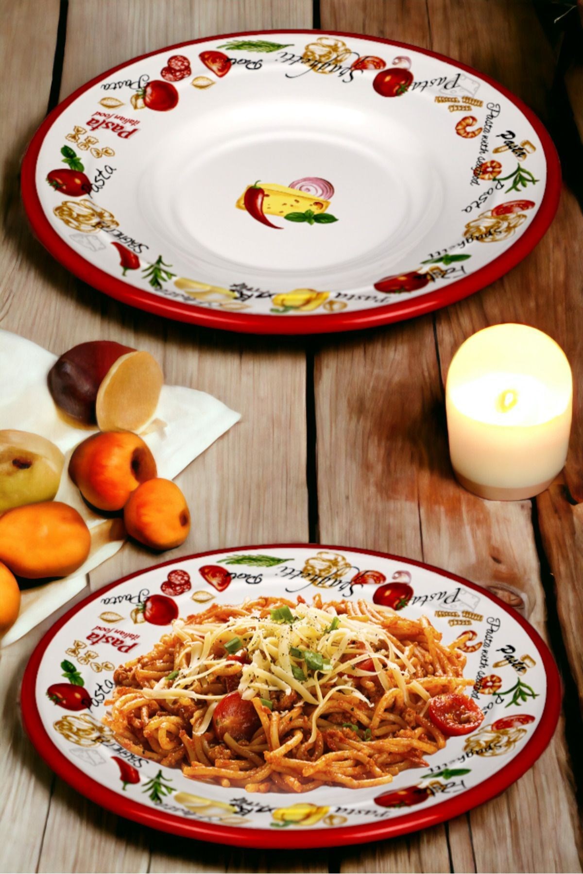 29 No 29 Cm Emaye Makarna Tabağı Tabak Servis Yemek Kamp Piknik
